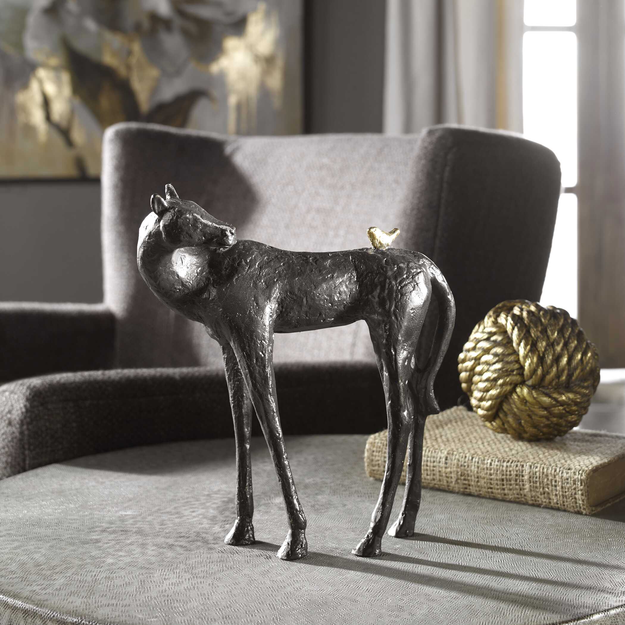 Hello Friend Horse Sculpture, Decorative by Uttermost, 8.75" width x 9.87" height x 3.87" depth View 6