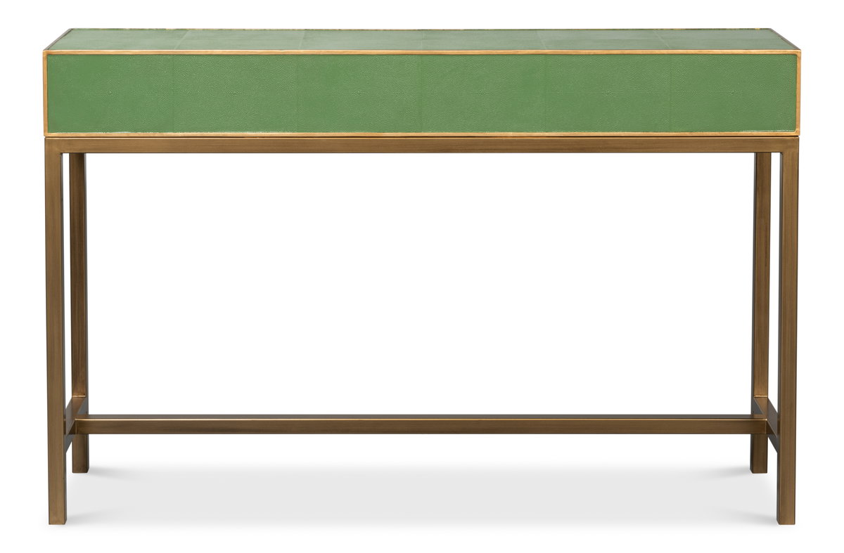 Gideon Shagreen Console  Chambray Blue, by Sarreid, 1' length x 4'6" width x 2'10" height View 2