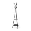 Everett Matte Black Metal with Two Metal Shelves Coat Rack, Stands, Racks & Hook by Mercana, 17" length x 17" width x 71" height thumbnail 1