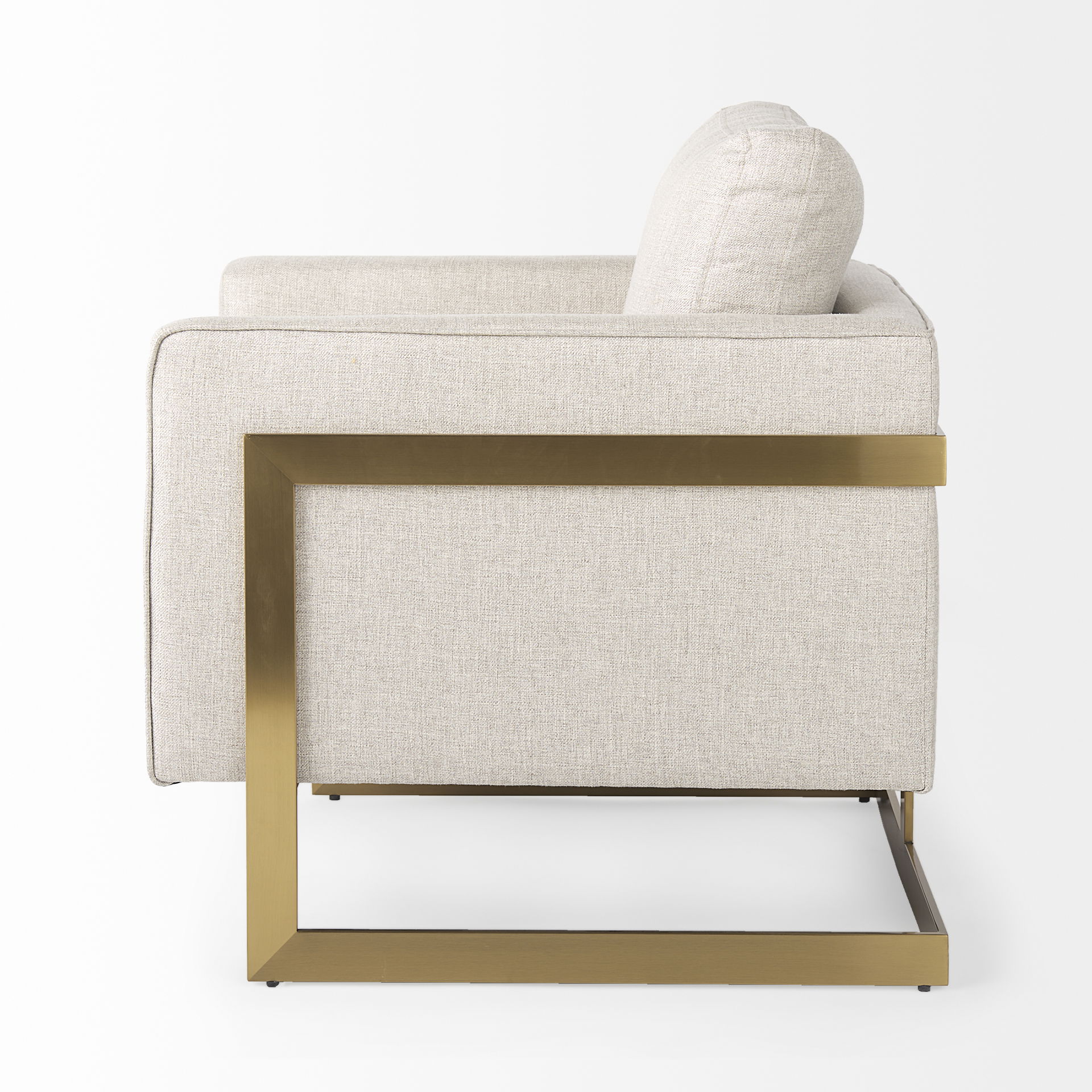 Rupert Cream Poly-Linen Seat with Gold Stainless Steel Frame Accent Chair large image 