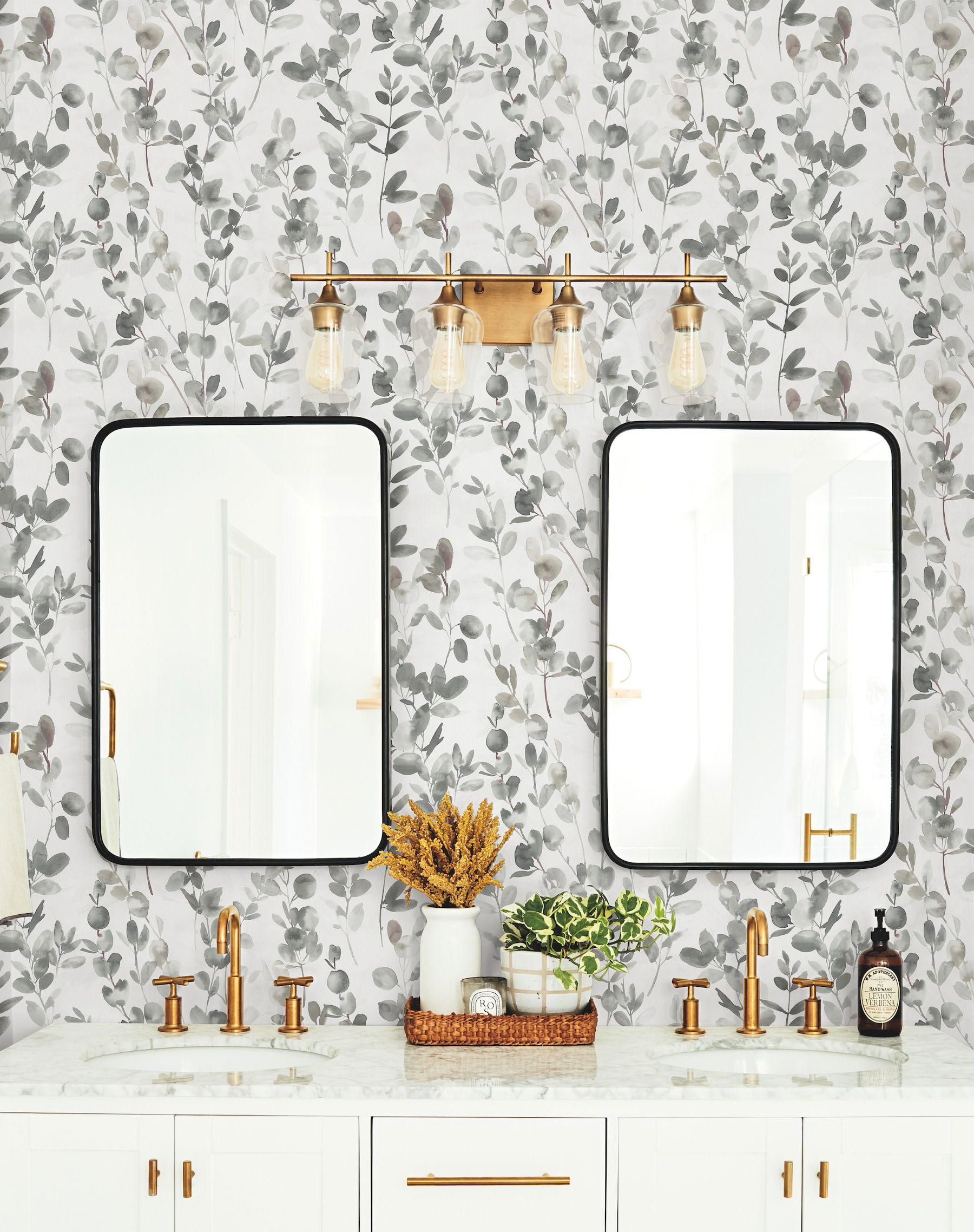 Joyful Eucalyptus Grey & Taupe Wallpaper large image 