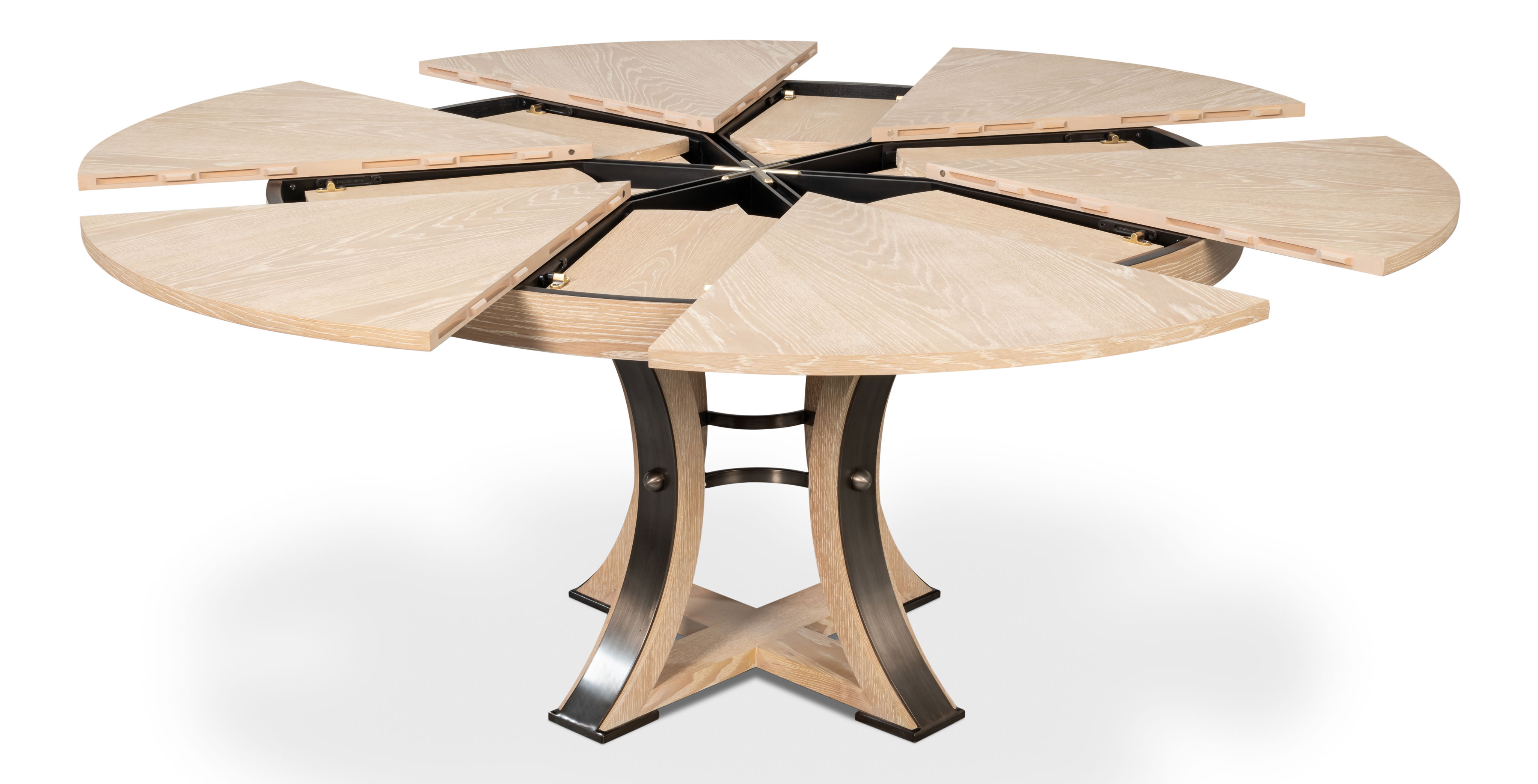 Tower Jupe Dining Table,Med,Bleached Oak, by Sarreid, 55" length x 55" width x 30" height View 2