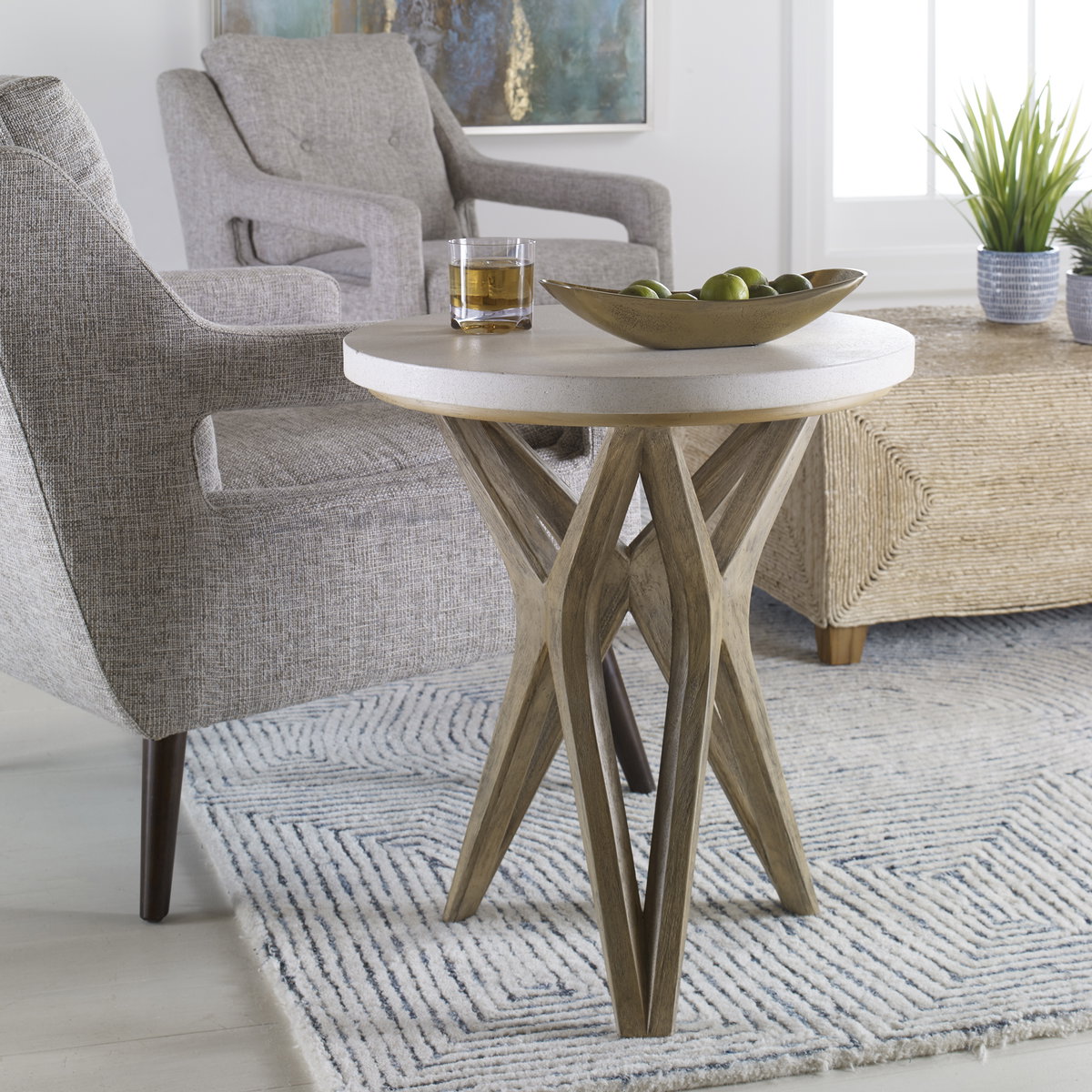 Marnie Limestone Side Table, Side & End Table by Uttermost, 22" width x 24.5" height x 22" depth View 2