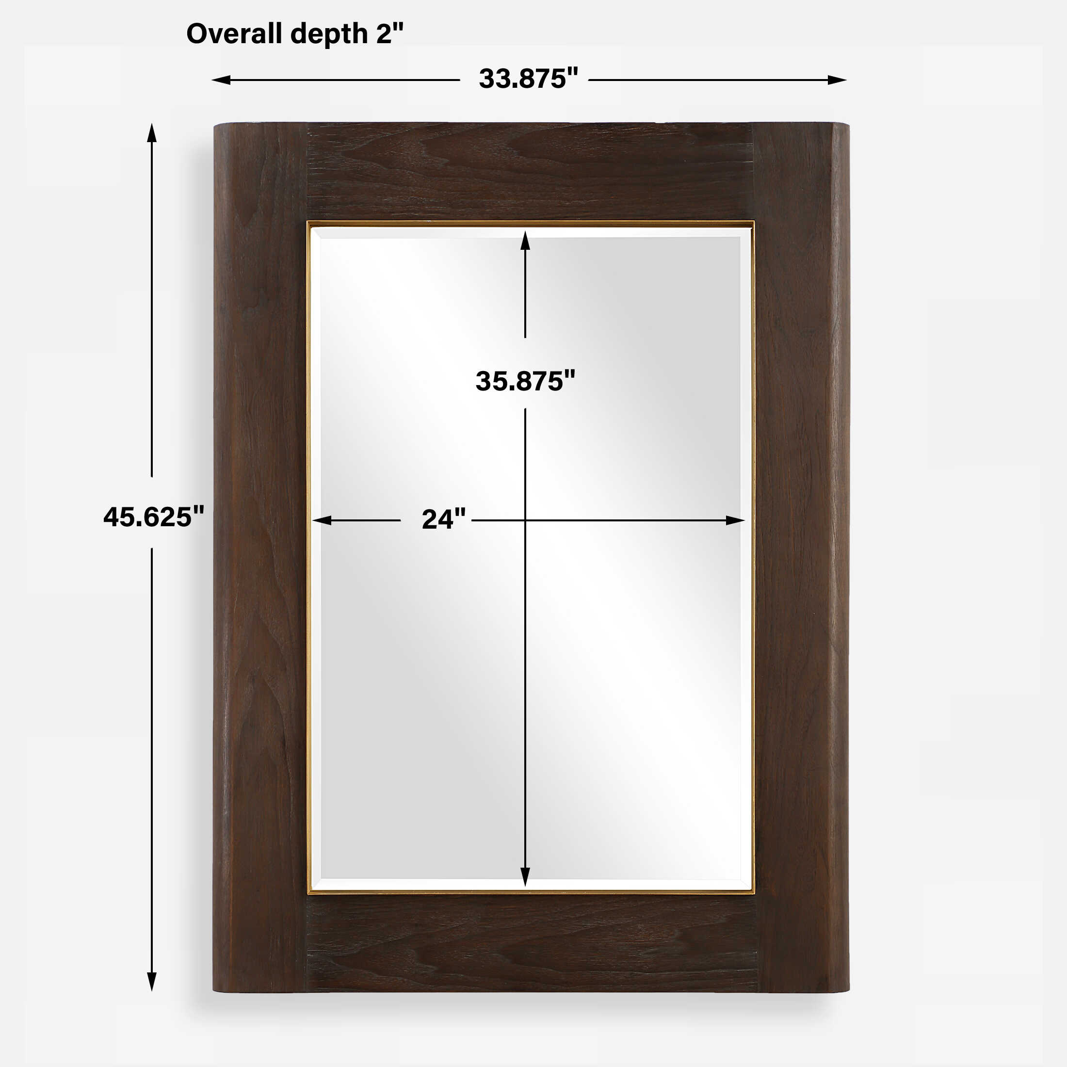 Catron Aged Walnut Mirror, by Uttermost, 33.87" width x 45.62" height x 2" depth View 3