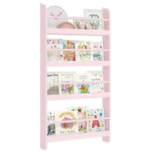 Online Designer Bedroom Albertson 43.7'' H X 22.8'' W Kids Floating Bookshelf, Nursery Bookshelf for Toddler Room, Pink