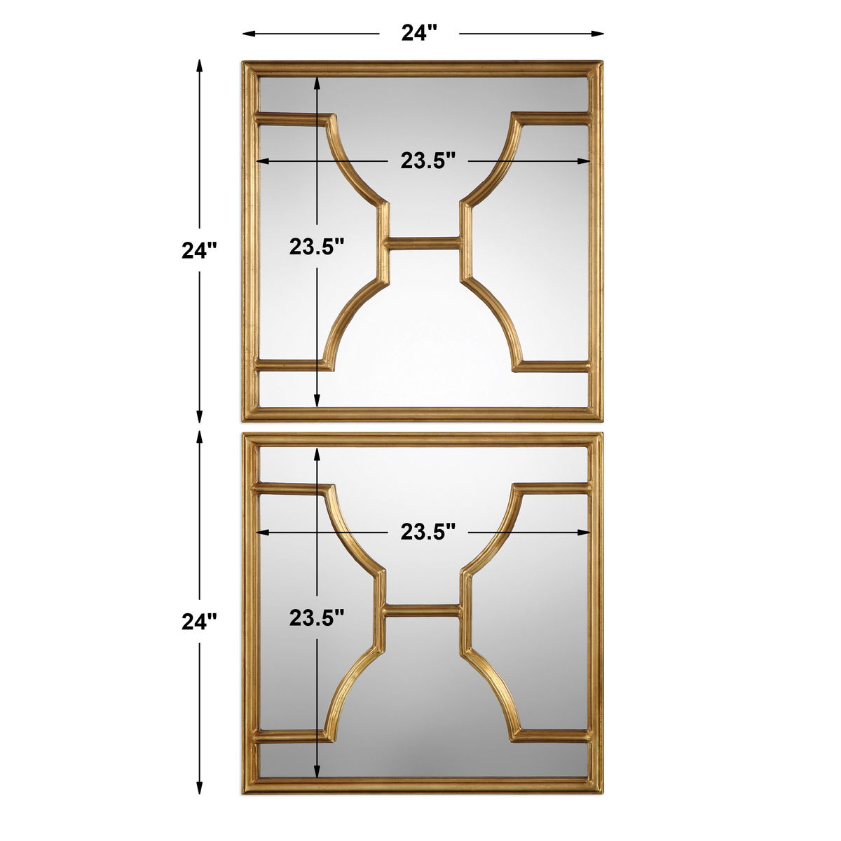Misa Gold Square Mirrors Set/2, by Uttermost, 24" width x 24" height x 1.12" depth View 3