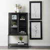 Arelius 36L x 18.75W x 63H Black-Brown Wood with Black Metal Base Display Cabinet, Cabinets & Sideboard by Mercana, 36" length x 18.75" width x 63" height thumbnail 4