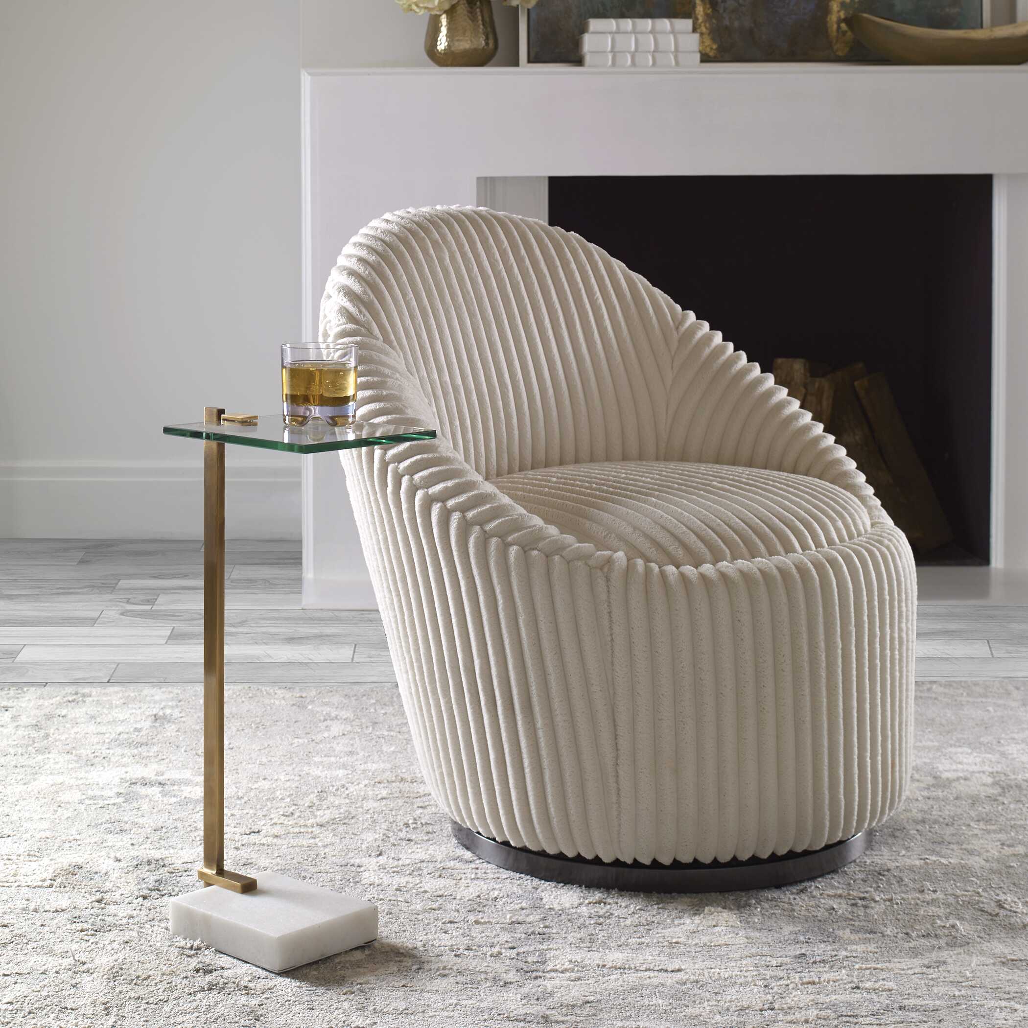 Butler Brass Accent Table, Furniture by Uttermost, 11" width x 23.5" height x 8" depth View 2