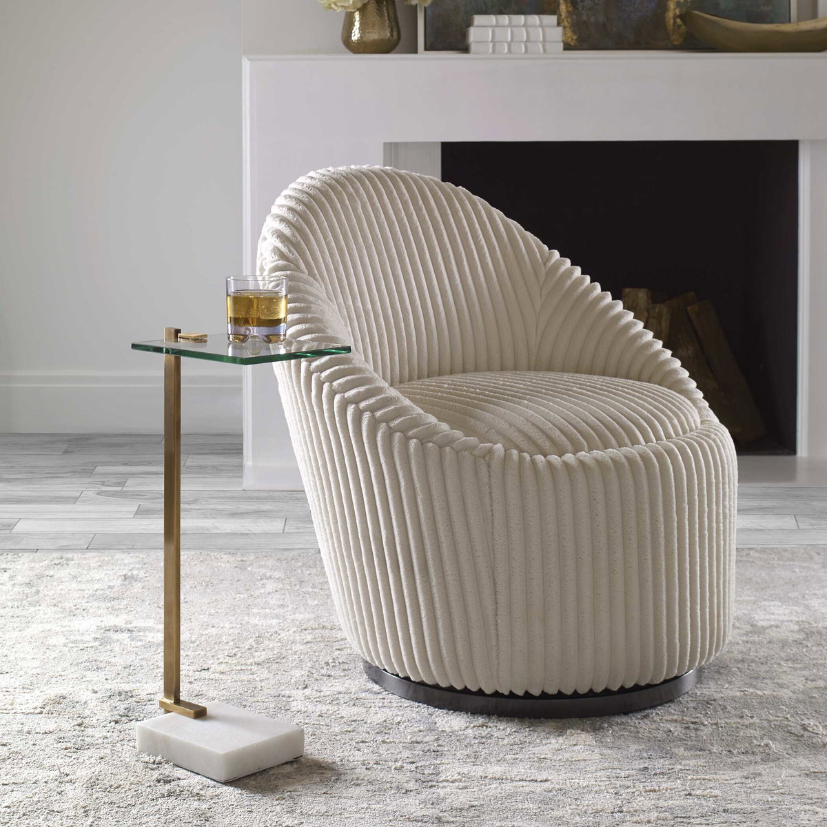 Butler Brass Accent Table, Side & End Table by Uttermost, 11" width x 23.5" height x 8" depth View 2
