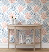 Marine Garden Coral & Navy Wallpaper thumbnail 2