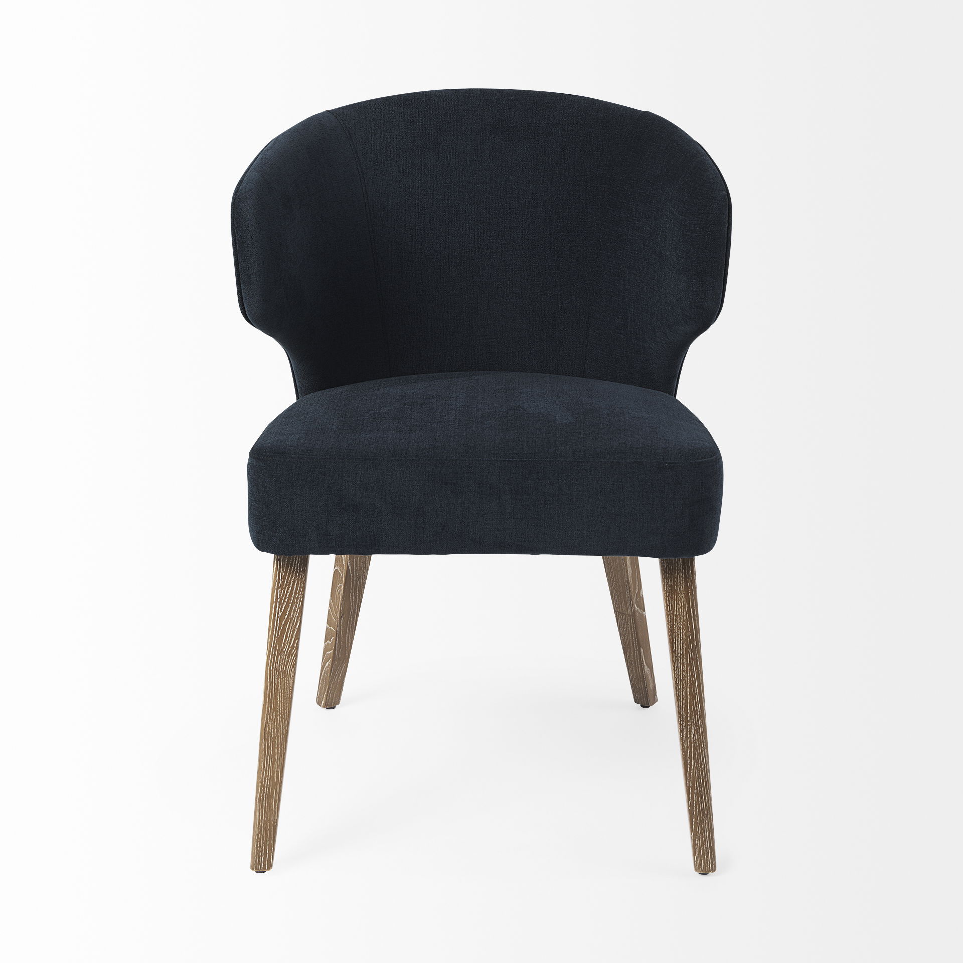 Niles 23.5L x 24.0W x 32.0H Navy Fabric Seat with Medium Brown Wooden Legs Wingback Dining Chair large image 
