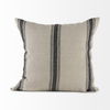 Hattie 20L x 20W Beige and Black Fabric Striped Decorative Pillow Cover, by Mercana, 20" length x 20" width x 0.2" height thumbnail 8