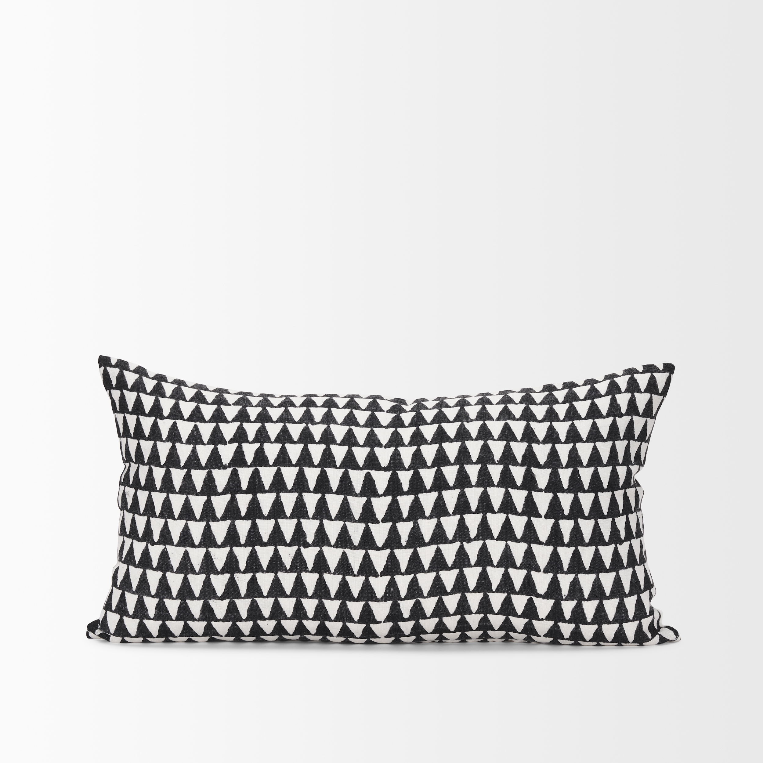 Jolie Cream with Black Print Linen Lumbar Decorative Pillow Cover large image 