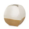 Vania Short Off White with Tan Textured Ceramic Vase, by Mercana, 9.06" length x 8.86" width x 10.43" height thumbnail 1