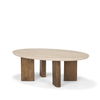 Syona Travertine + Mango Wood leg Oval Coffee table, by Mercana, 44" length x 30" width x 16" height thumbnail 1