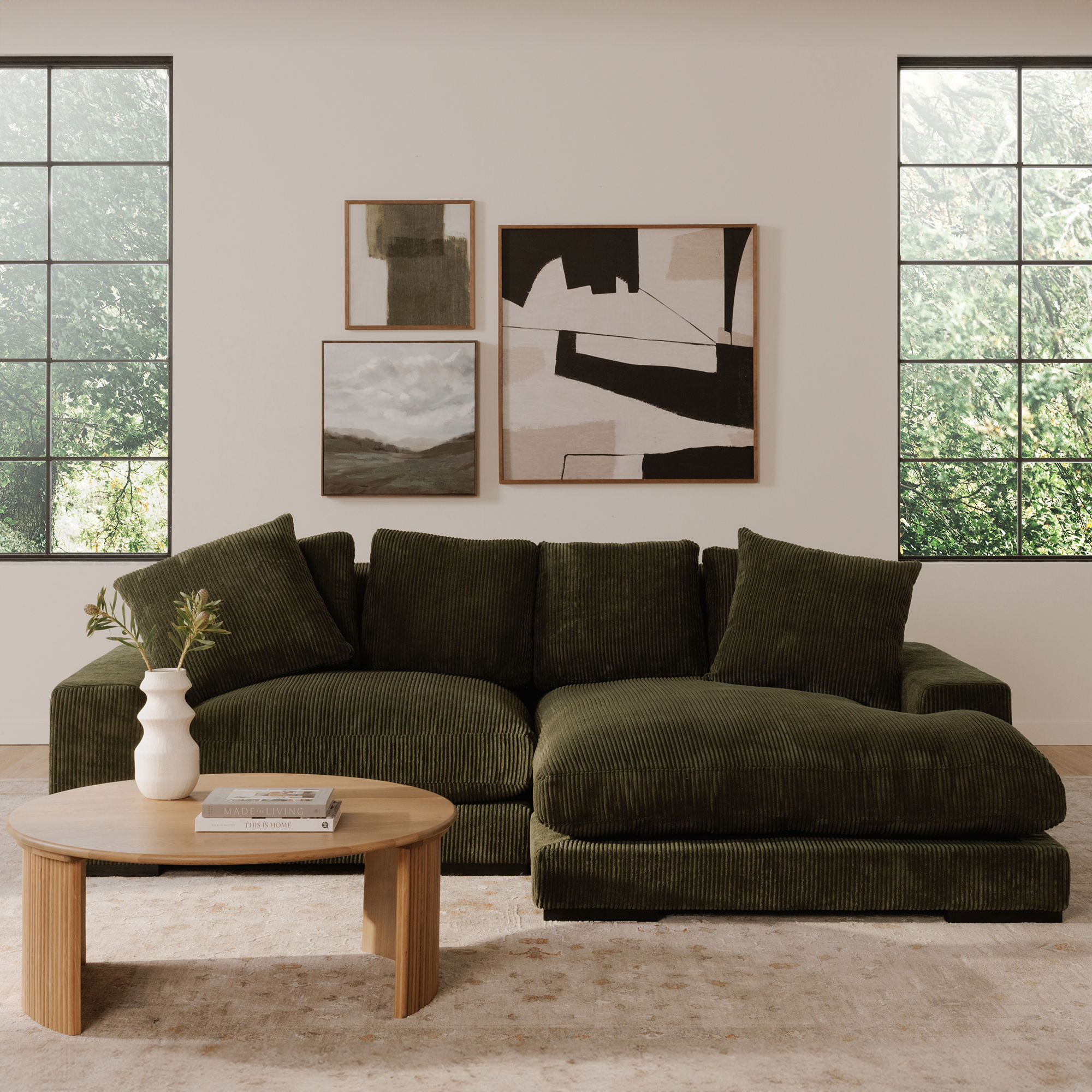 Plunge Sectional Dark Green, Sectional Sofa by Moe's Home, 106" width x 34" height x 46" depth View 8