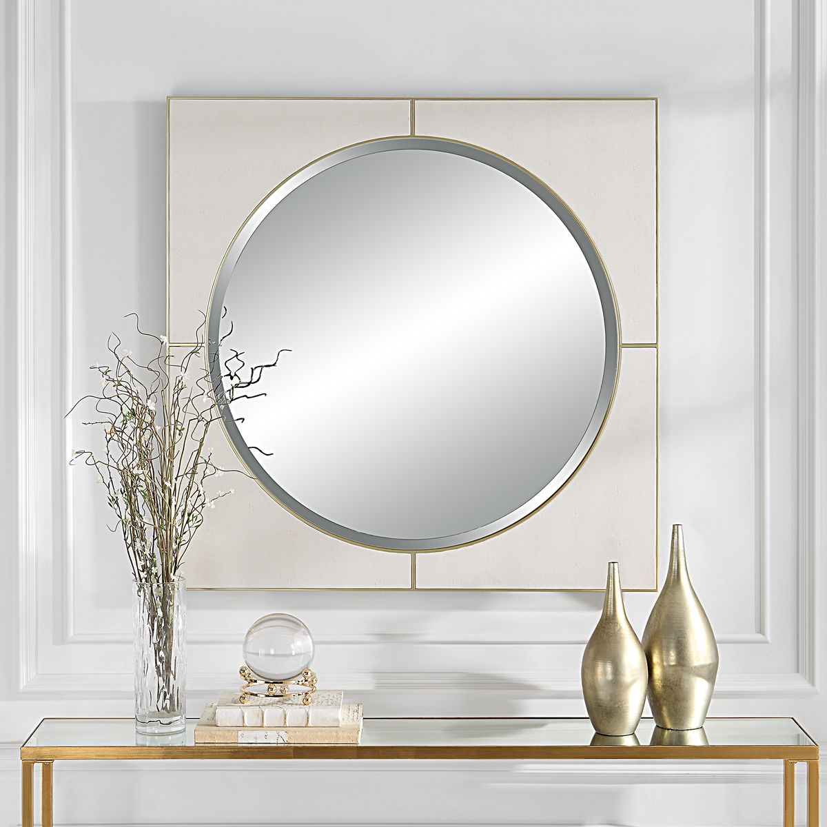 Cyprus White Square Mirror, by Uttermost, 40" width x 40" height x 1" depth View 8