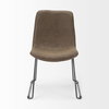 Sawyer Solid Back Dining Side Chair | Brown Faux Leather with Pipe Metal, Dining Chair by Mercana, 22.44" length x 24.8" width x 34.65" height thumbnail 3