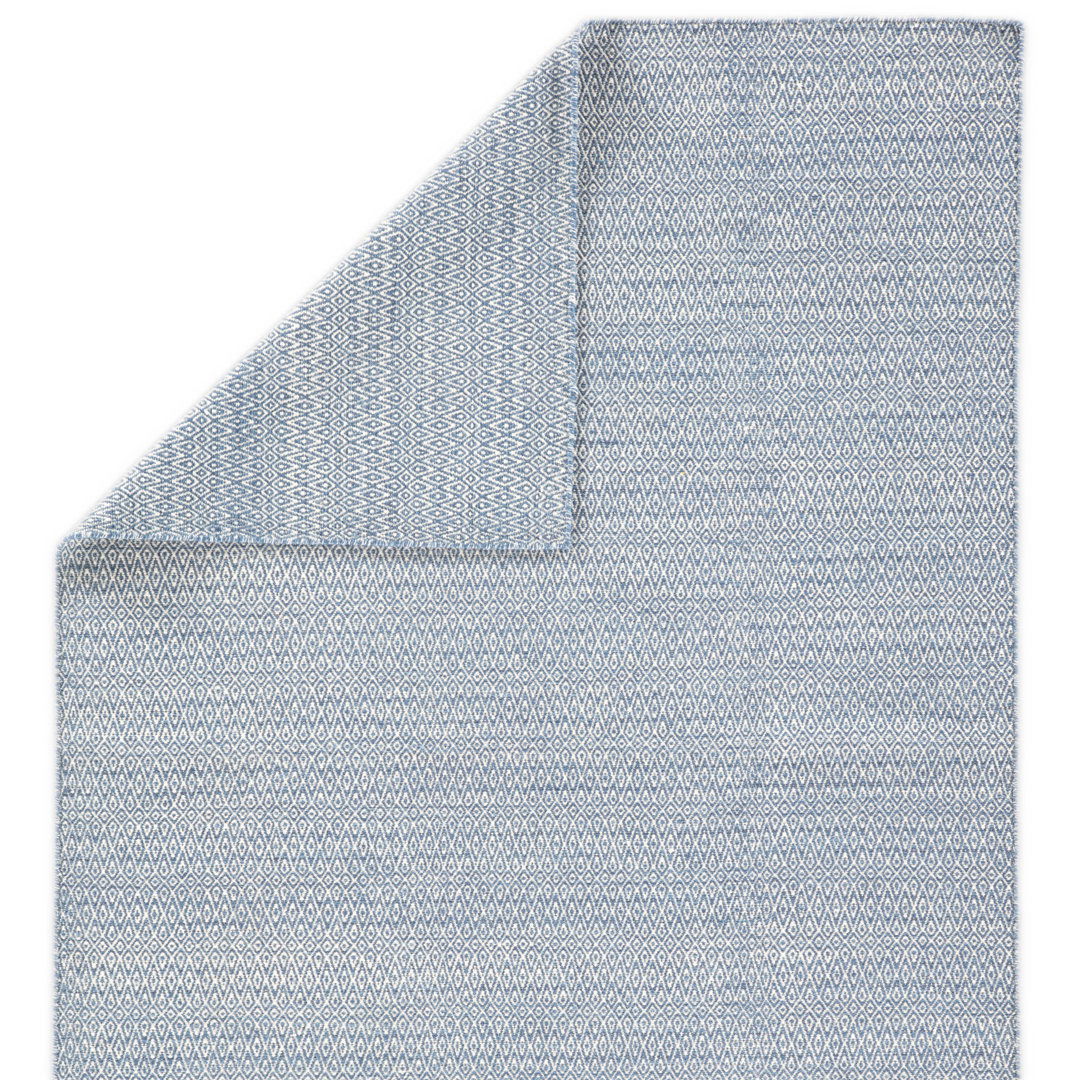 Hampshire Geometric Hand-Woven Wool Blue/Ivory Area Rug large image 