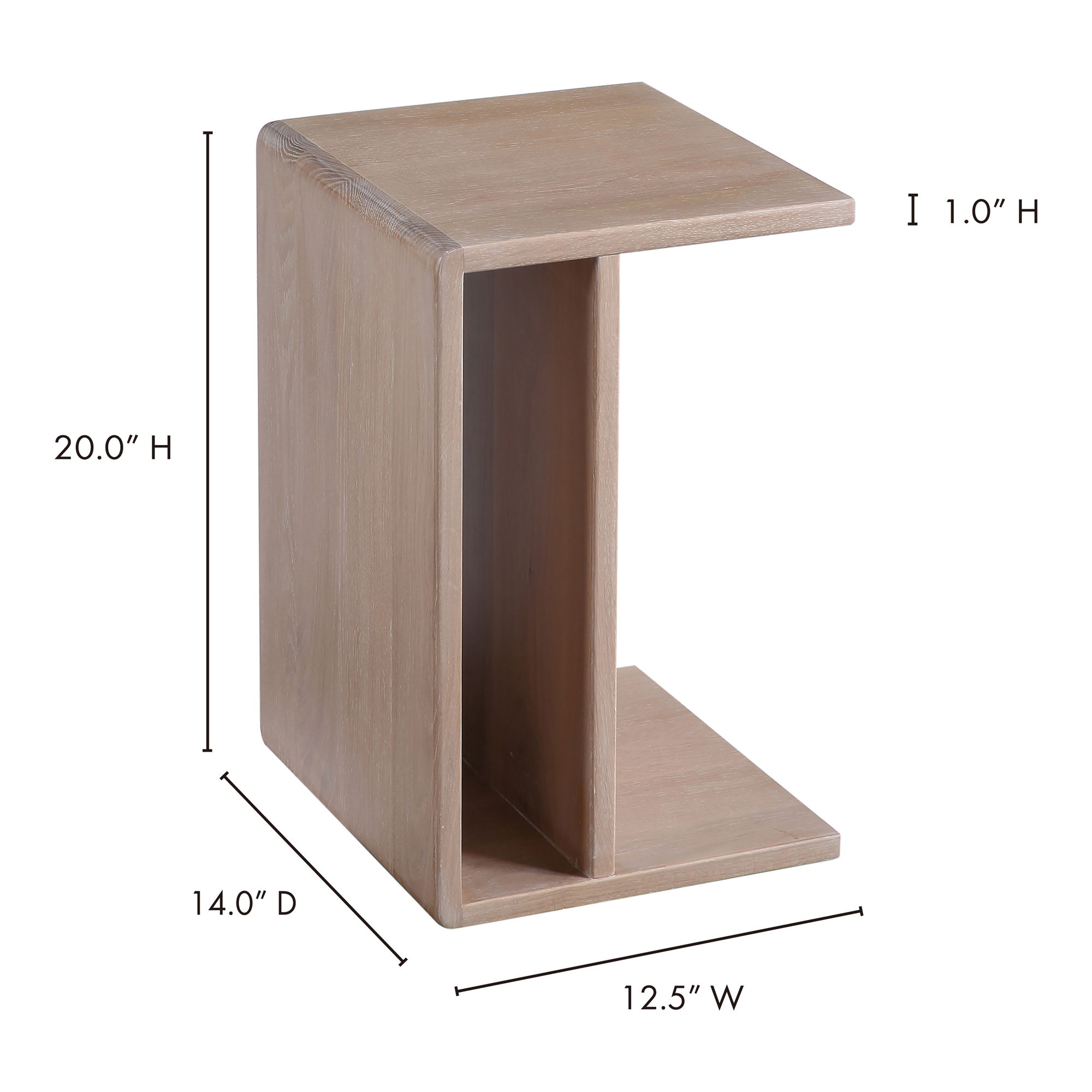 Hiroki Accent Table White Oak, Side & End Table by Moe's Home, 12.5" width x 20" height x 14" depth View 6