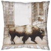 Northstreet II 18 x 18 Brown Bison City Crossing Pillow Cover, Decorative Pillow by Mercana, 18.11" length x 18.11" width x 0.39" height thumbnail