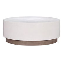Online Designer Patio Perpetual Concrete Coffee Table Table Top Color: Ivory White Table Base Color: Brown