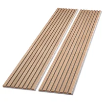 Online Designer Bedroom 106" x 12.6" Acoustic Wood Wall Paneling, Decorative Soundproof Panels for Walls and Ceilings, 3D Slat Wood Wall Panels (Set of 2)