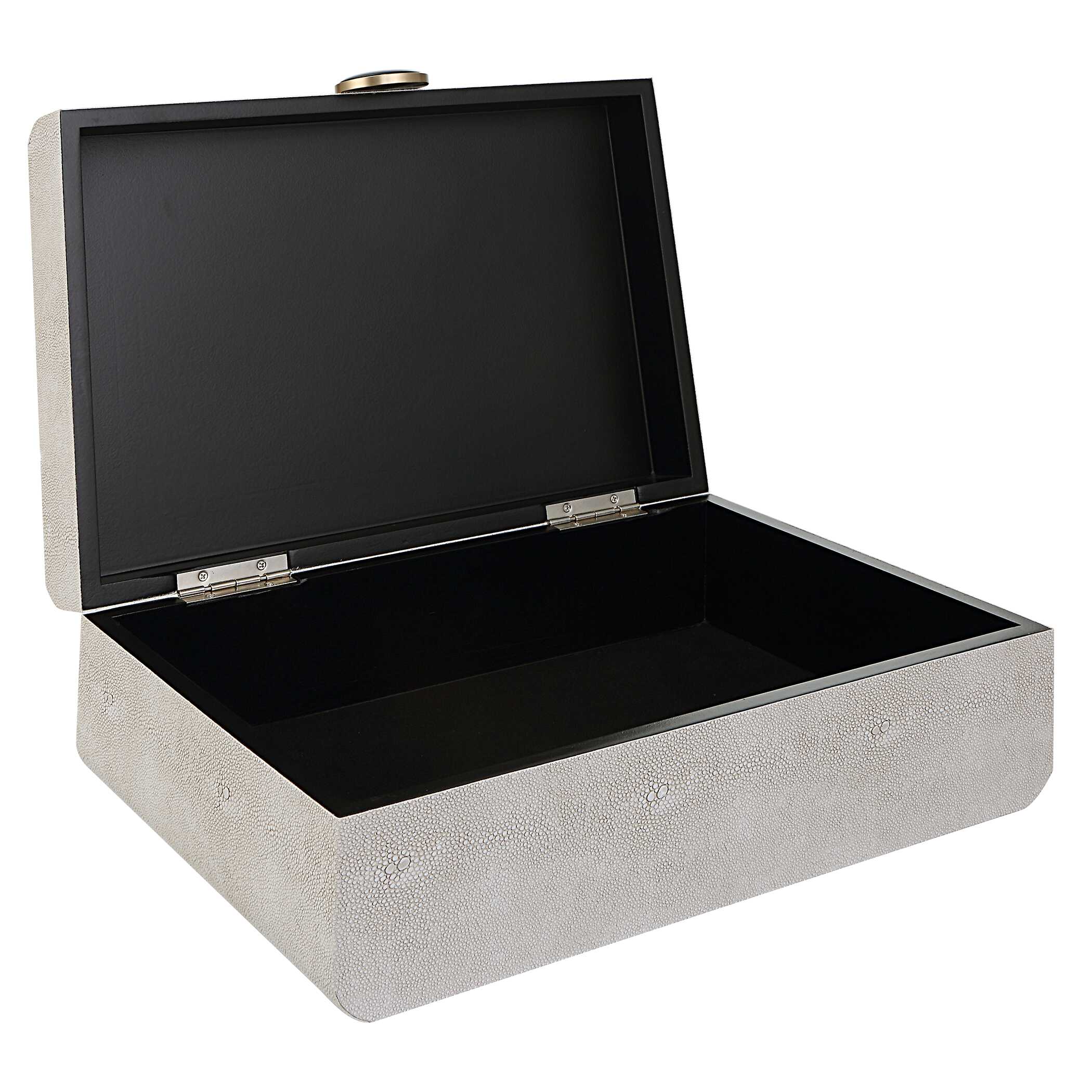 Lalique White Shagreen Box, Decorative by Uttermost, 12.87" width x 4.5" height x 9" depth View 4