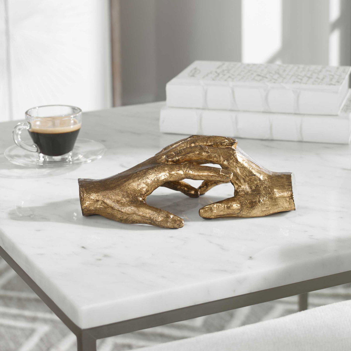 Hold My Hand Gold Sculpture, Decorative by Uttermost, 9" width x 3.12" height x 4.5" depth View 2