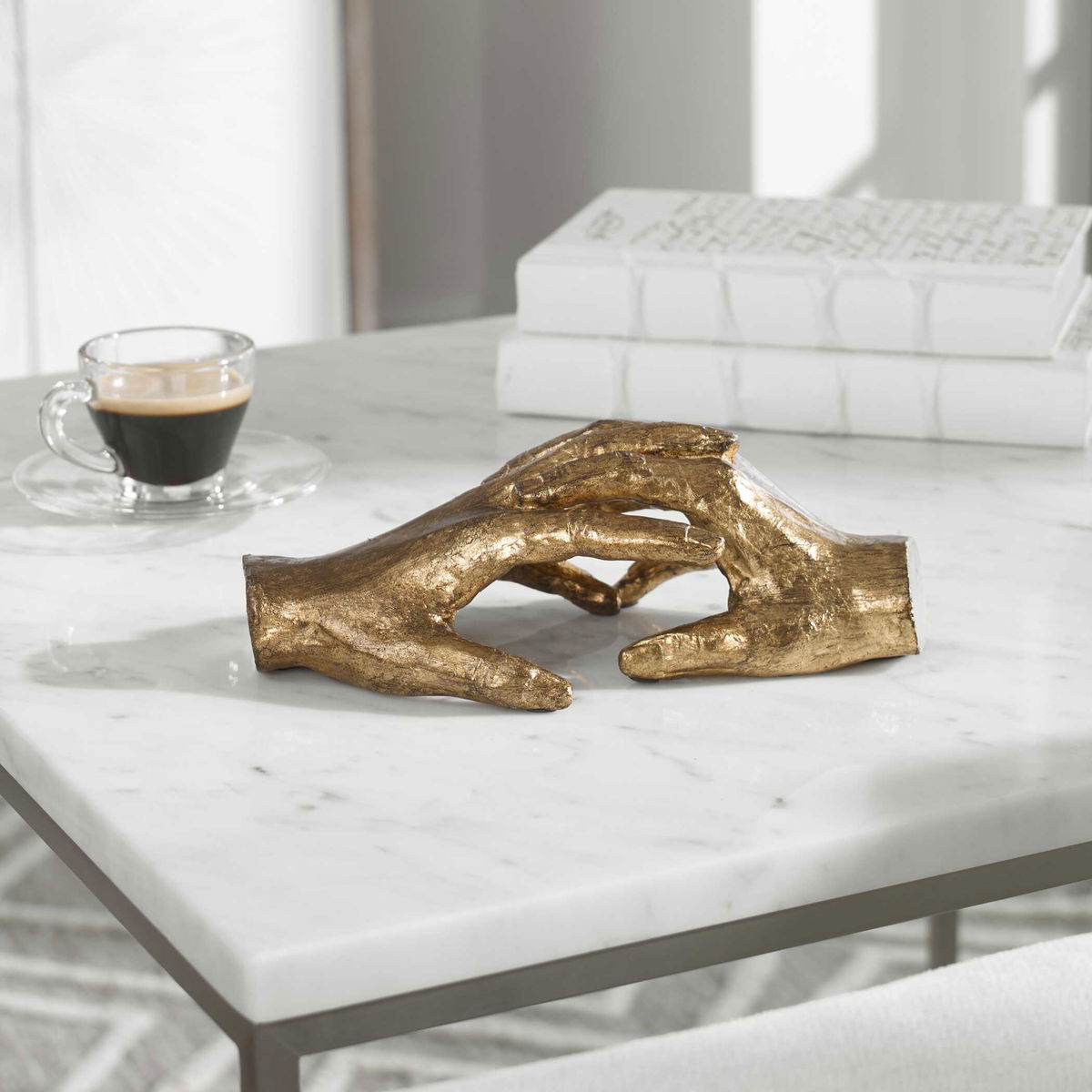 Hold My Hand Gold Sculpture, Figurines & Statue by Uttermost, 9" width x 3.12" height x 4.5" depth View 2