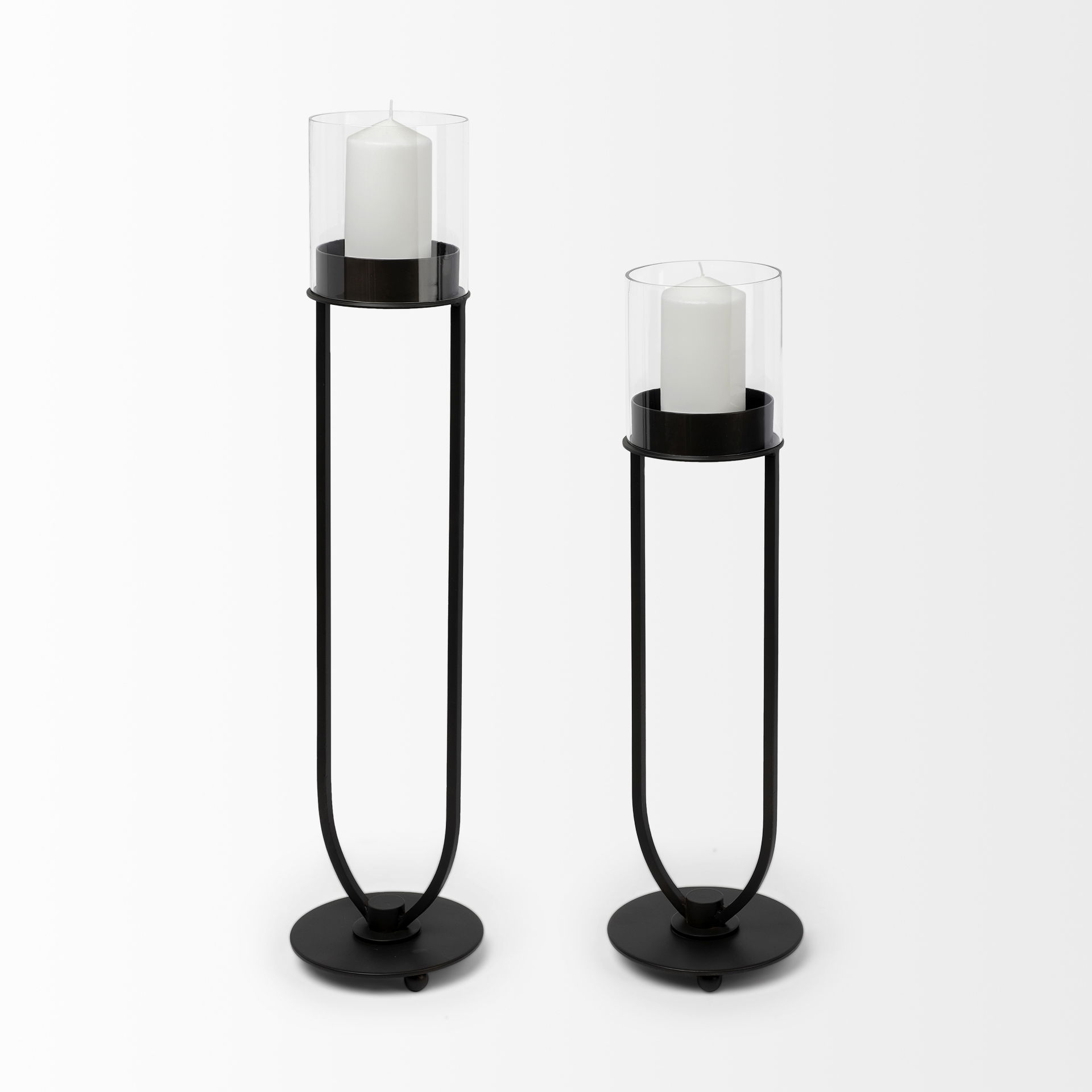 Salah I Small Black Iron Table Candle Holder, Candles & Candle Holder by Mercana, 7.8" length x 7.8" width x 25.35" height View 5