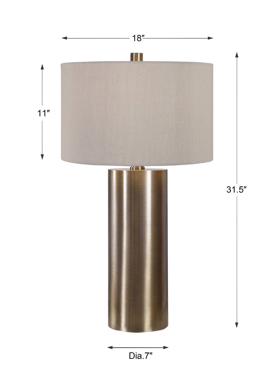 Taria Brushed Brass Table Lamp, by Uttermost, 18" width x 31.5" height x 18" depth View 3