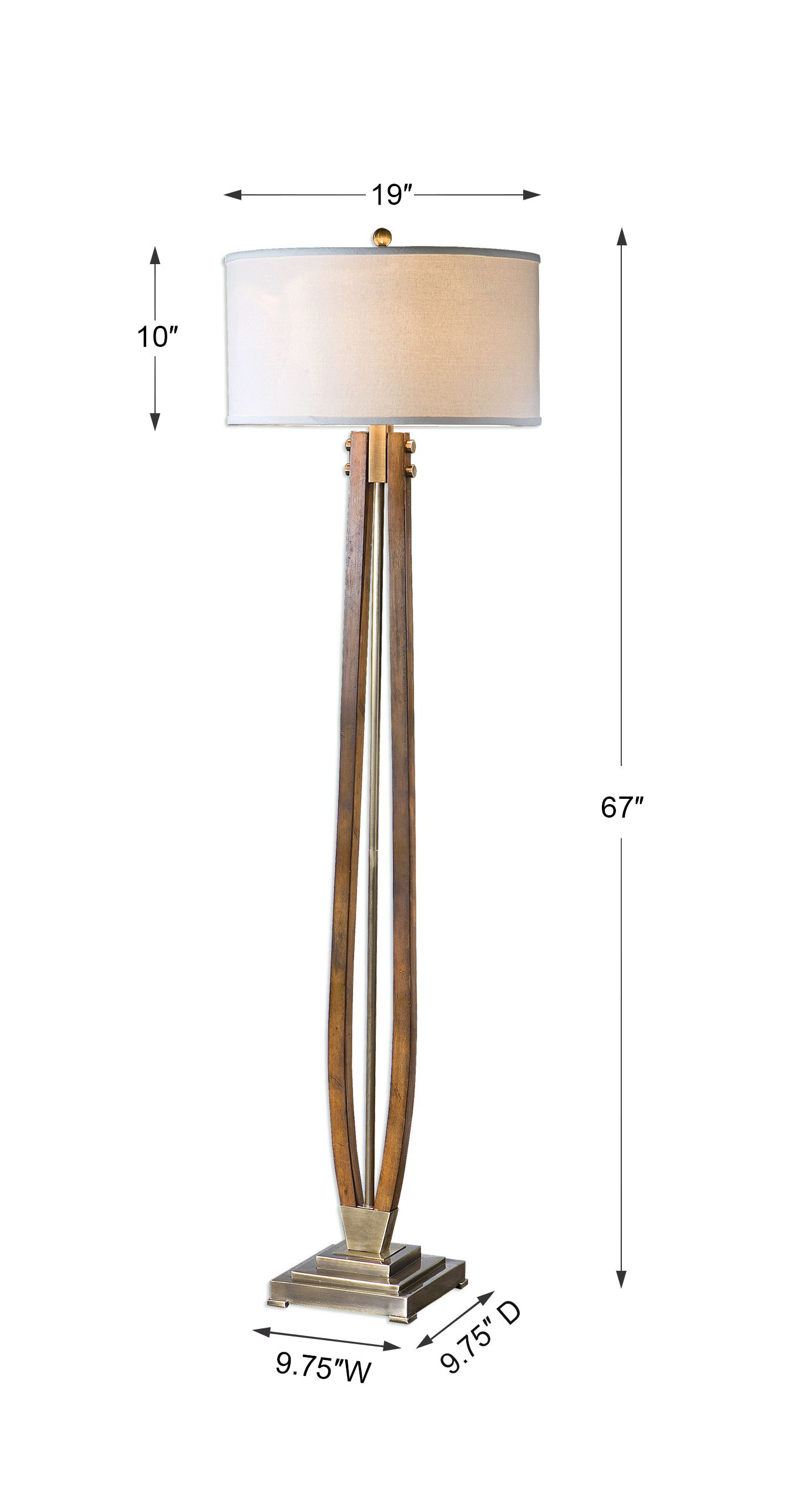 Boydton Burnished Wood Floor Lamp, by Uttermost, 19" width x 66.5" height x 19" depth View 3