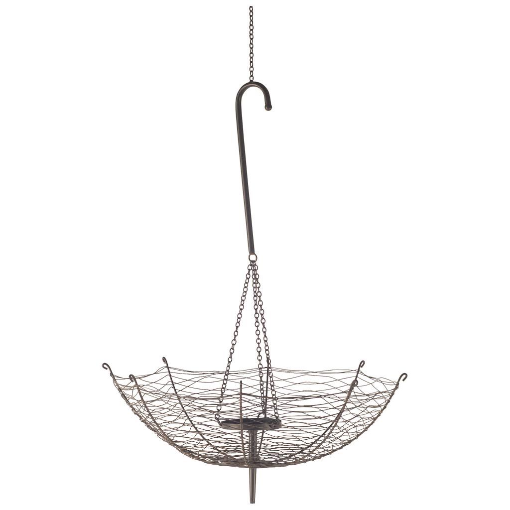 Rihanna III Large Black Metal Umbrella Candle Holder Lantern, Lighting by Mercana, 42" length x 18.9" width x 42.13" height View 1