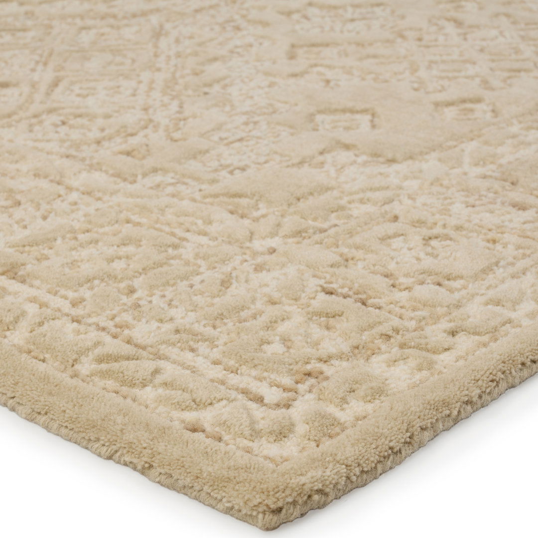 Handmade Tufted Wool Area Rug in Tan/Cream large image 