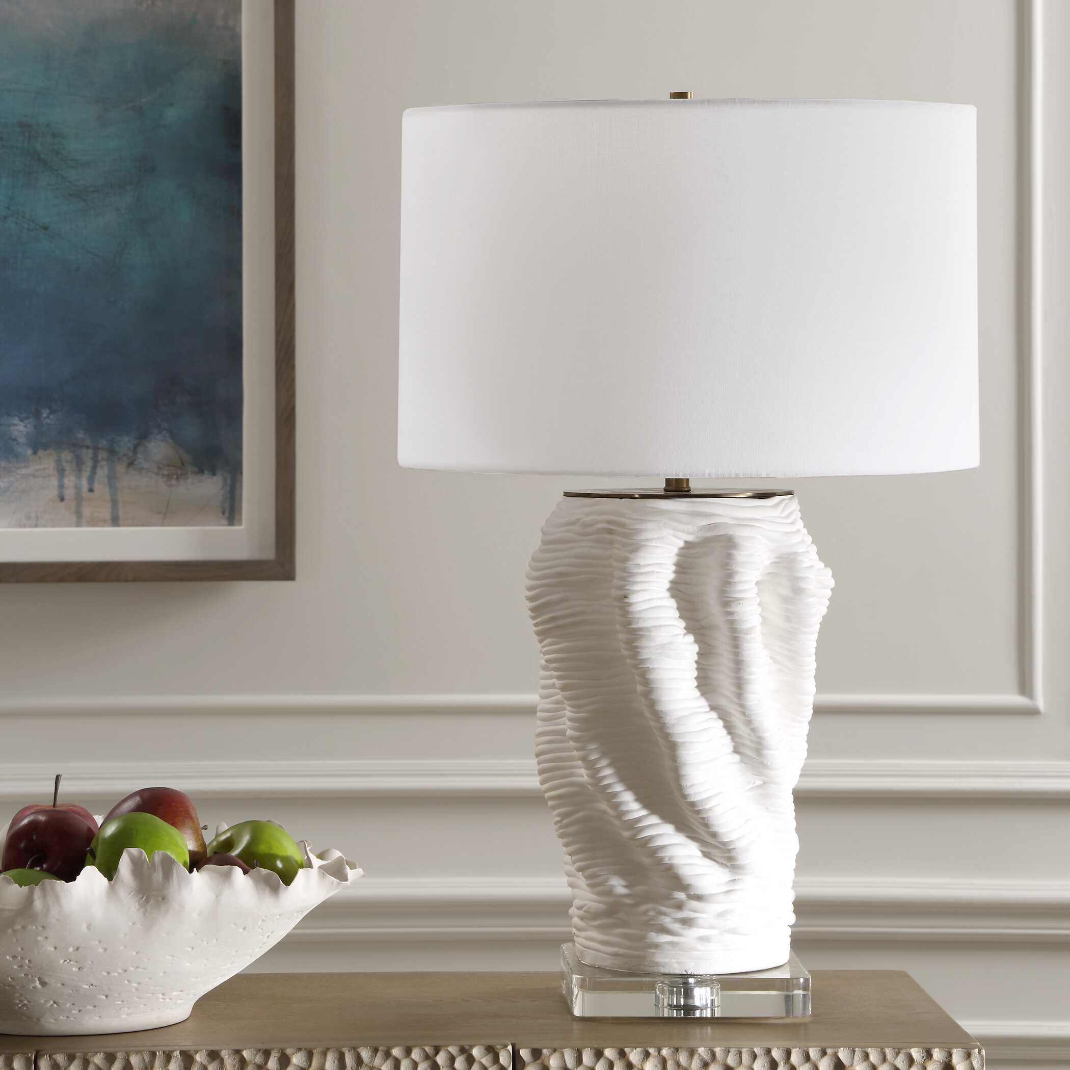 Stratified White Table Lamp, by Uttermost, 18" width x 28" height x 18" depth View 4