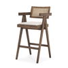 Indie Medium Brown Wood with Cane Bar Stool, Counter & Bar Stool by Mercana, 21.25" length x 21.5" width x 41.75" height thumbnail 1