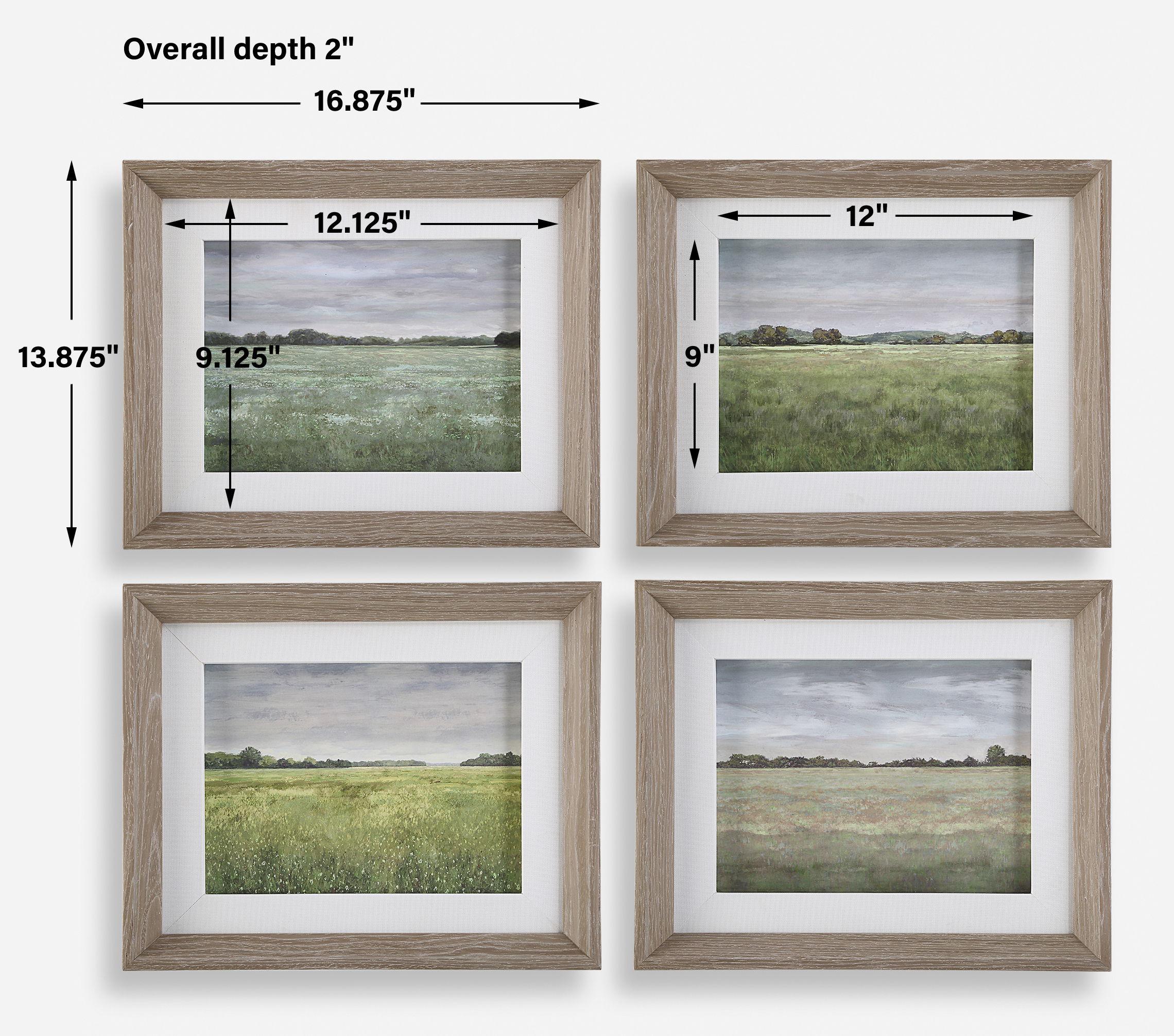 Quiet Meadows Framed Prints Set/4, Painting by Uttermost, 16.87" width x 13.87" height x 2" depth View 3