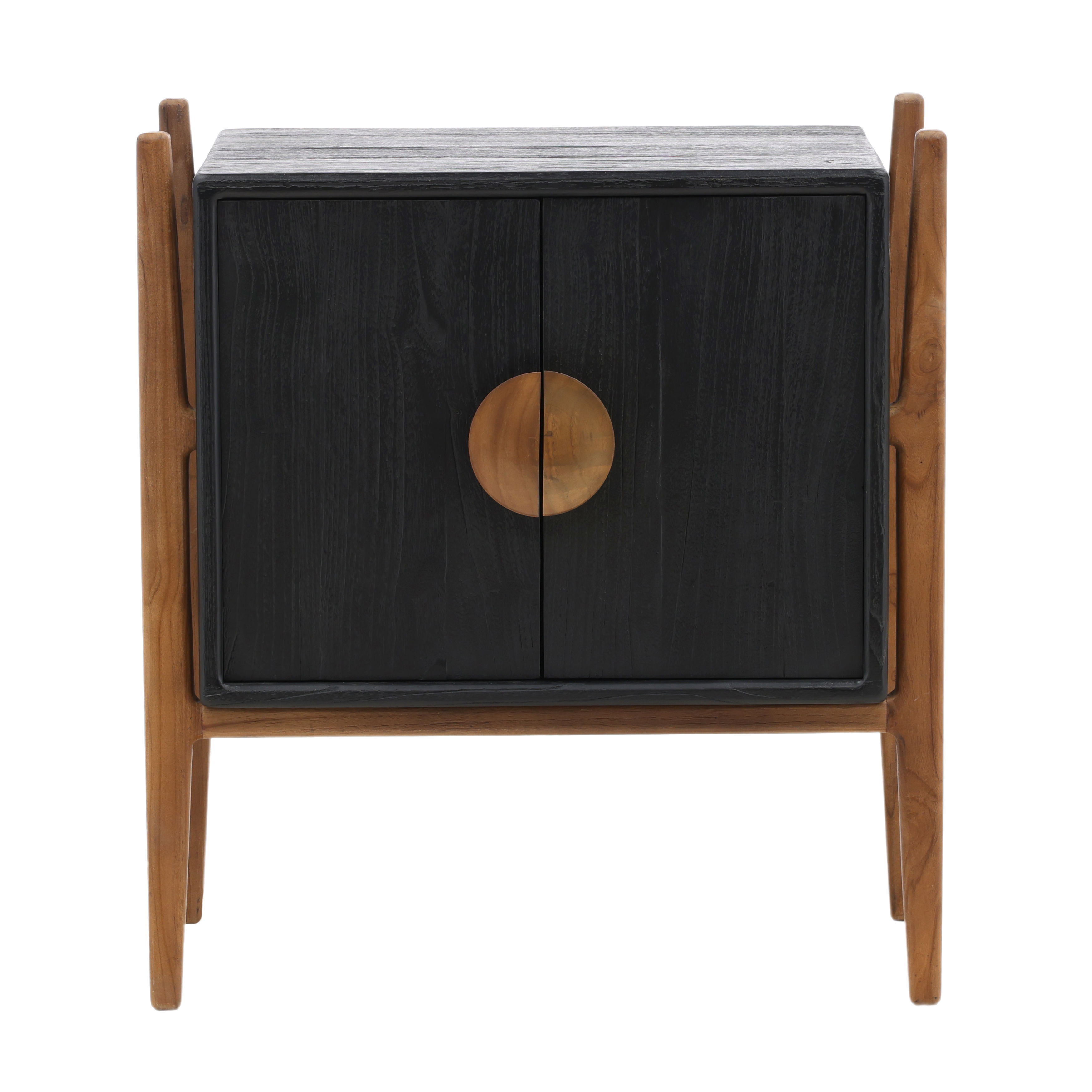 Emberly Nighstand Black, Nightstand by Dovetail, 26.57" width x 29.64" height x 18.11" depth View 2