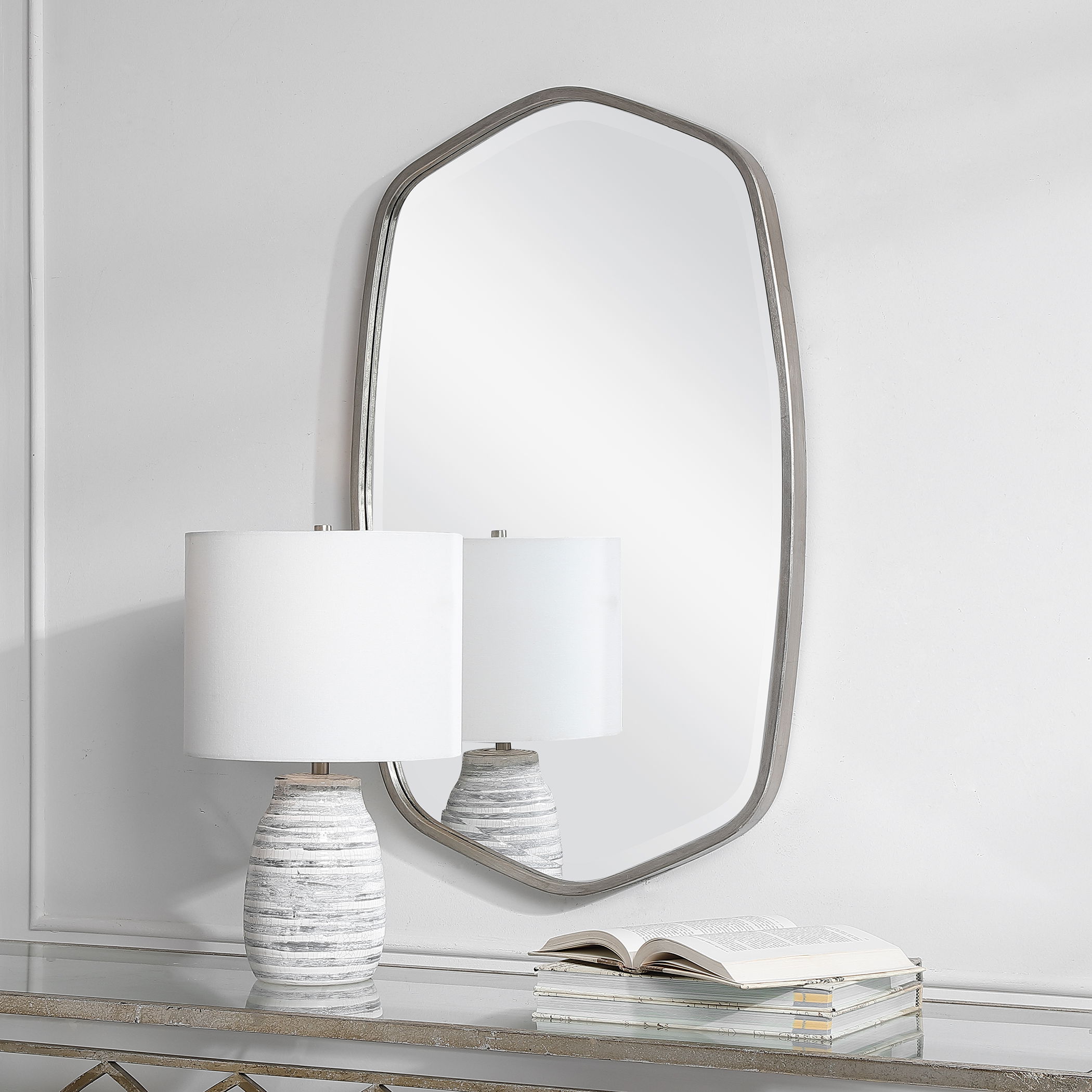 Duronia Brushed Silver Mirror large image 