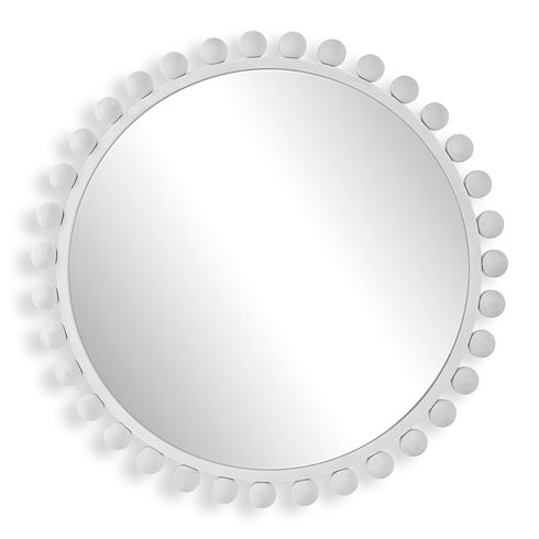 Cyra White Round Mirror