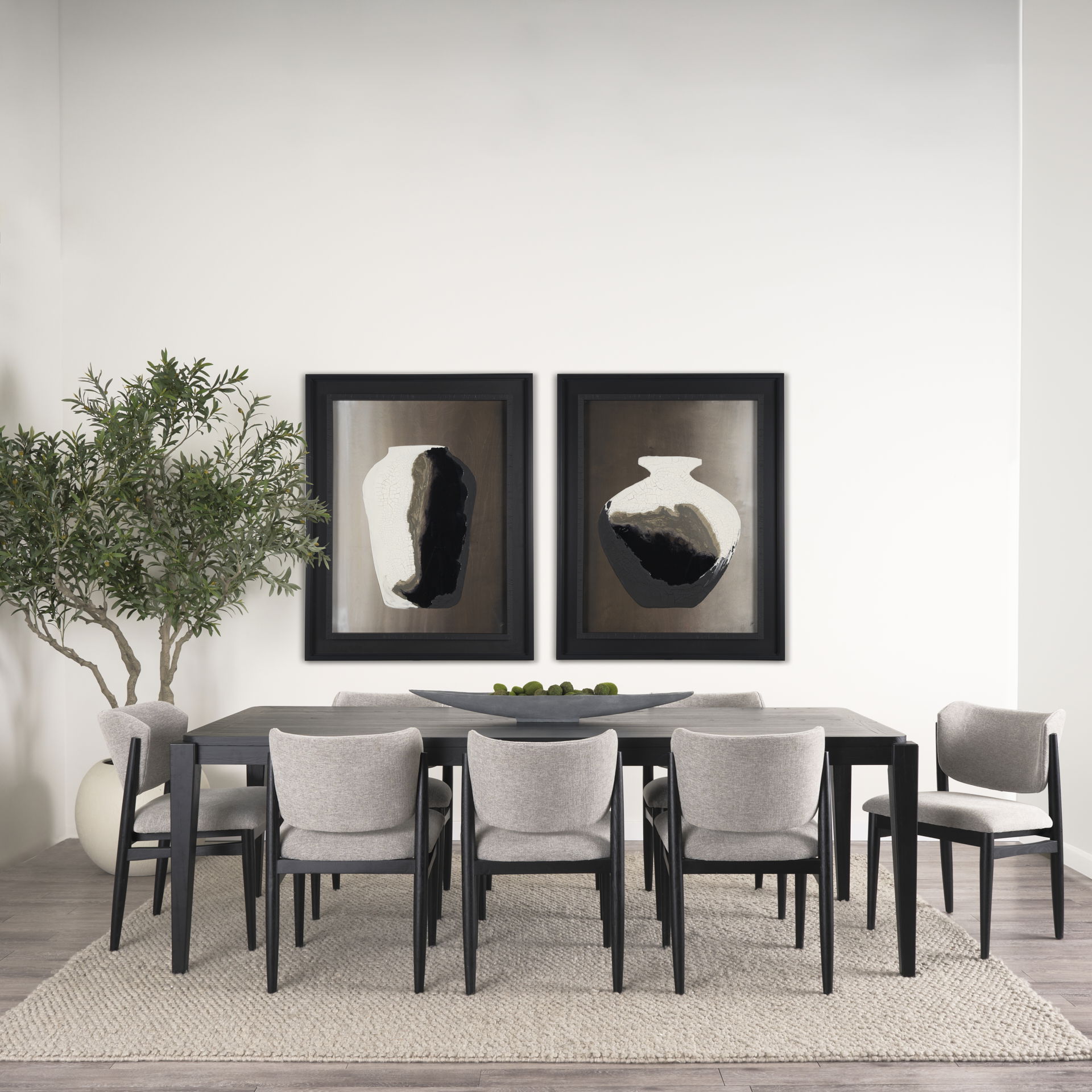 Cline   Gray Fabric with Black Wood Dining Chair large image 