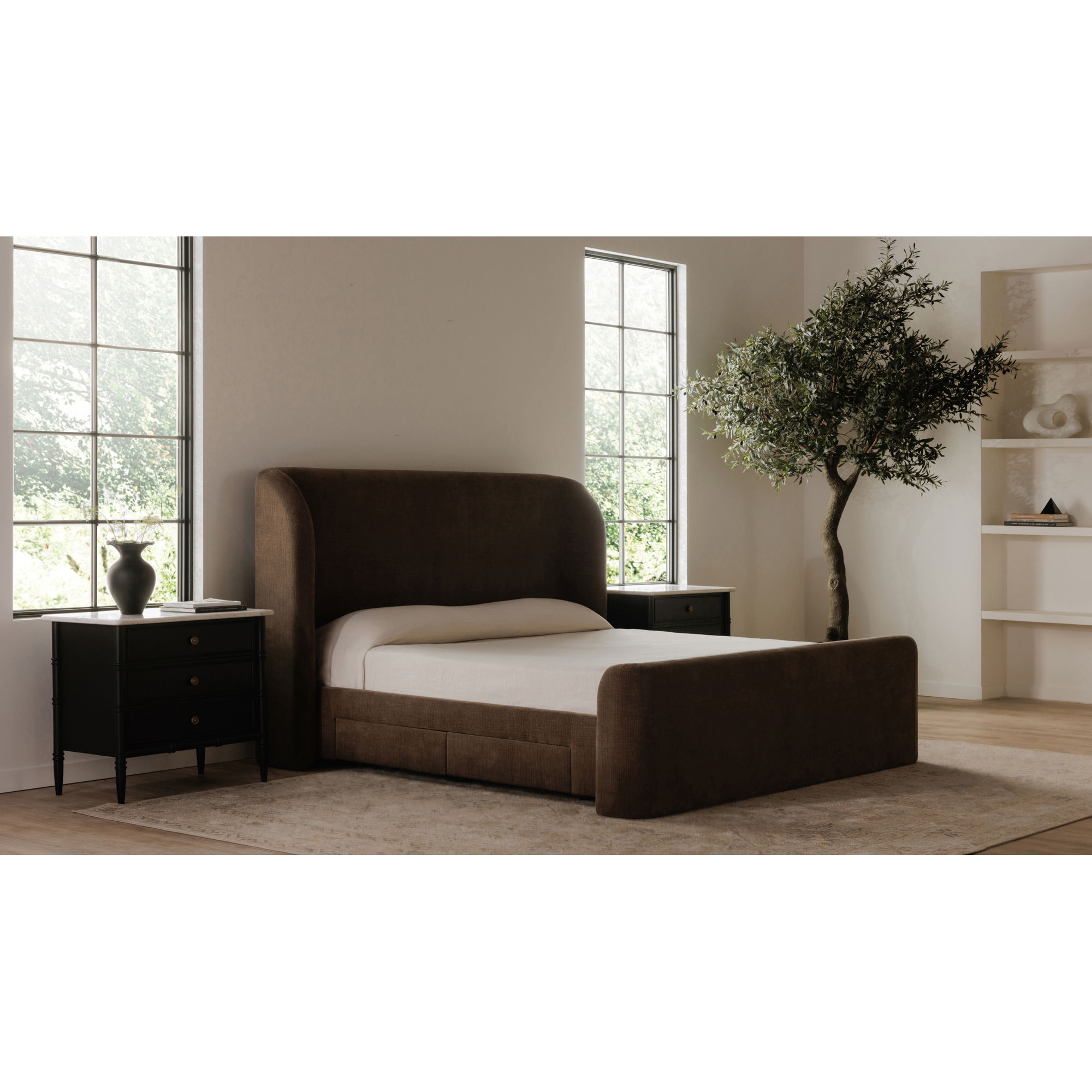 Sophia King Storage Bed Brown, by Moe's Home, 91" width x 55" height x 91" depth View 15