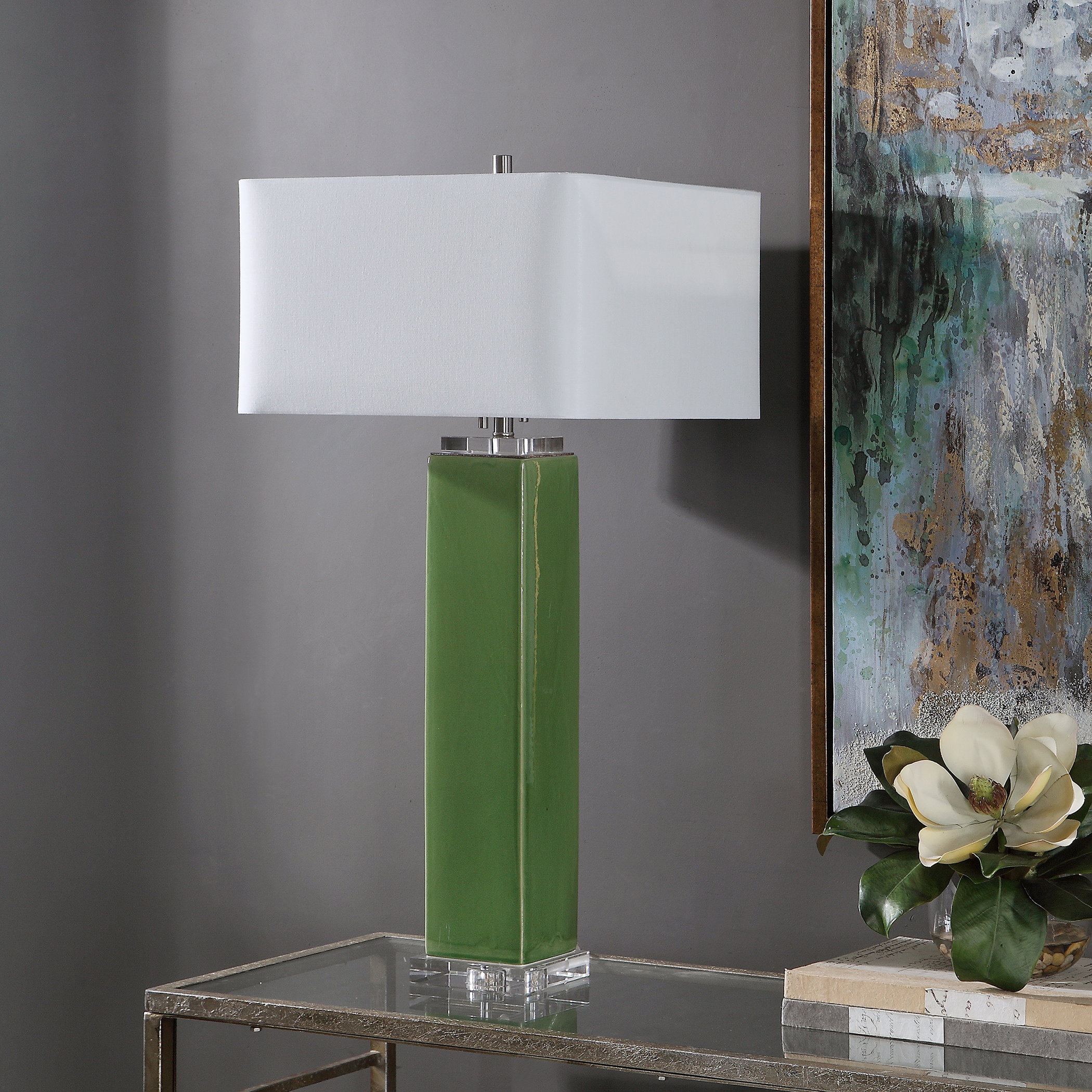 Aneeza Tropical Green Table Lamp, by Uttermost, 15" width x 32" height x 15" depth View 5