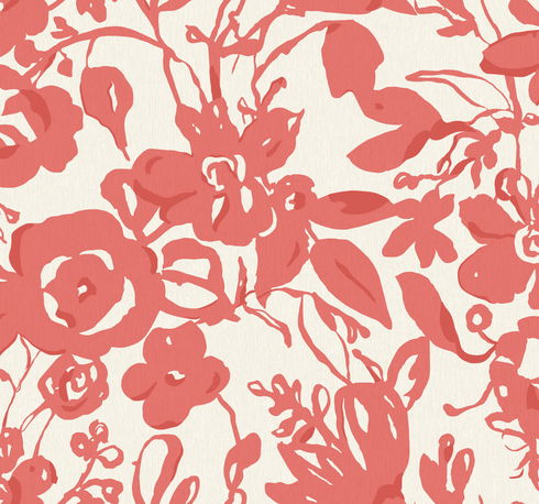 Brushstroke Floral Coral Wallpaper