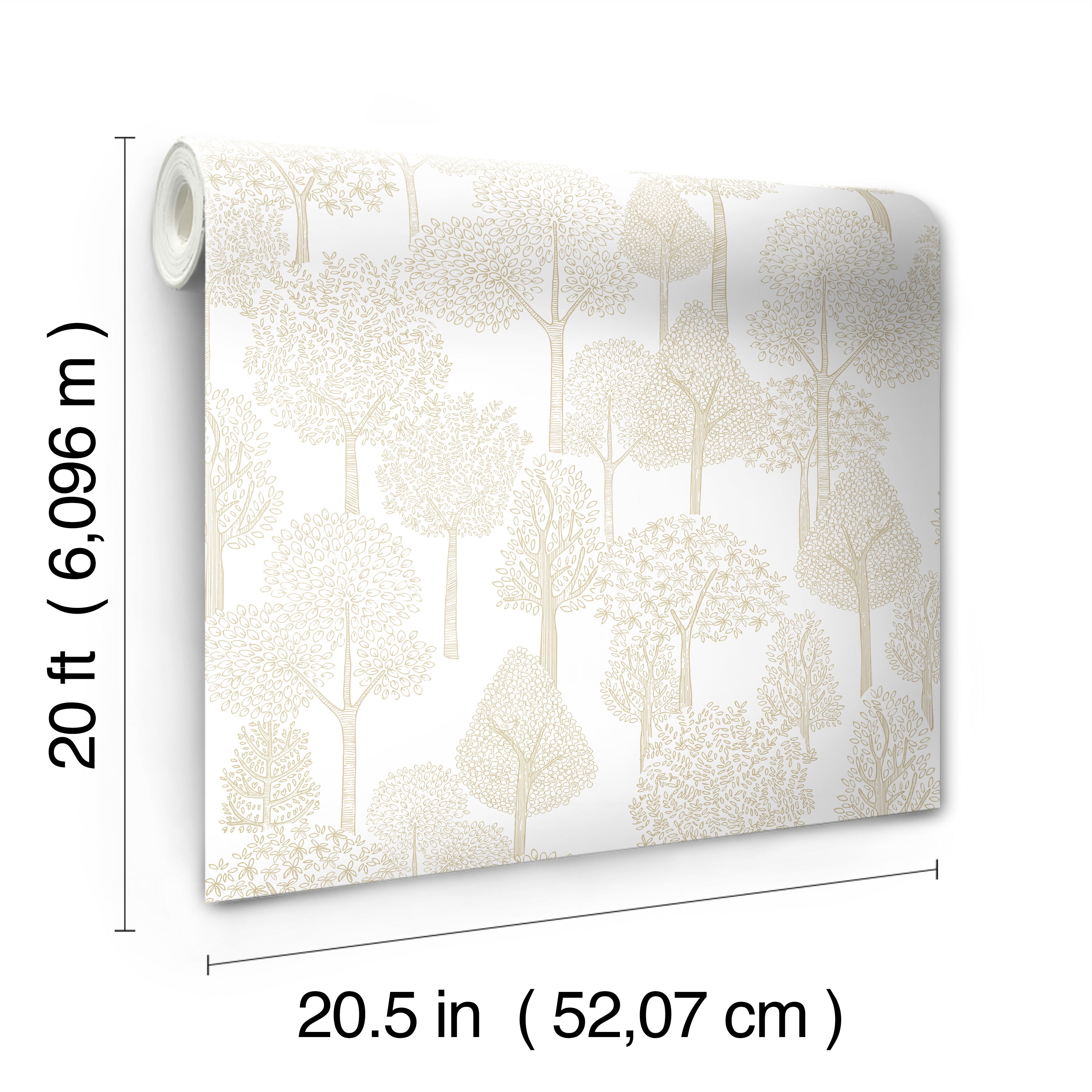 Treetops  Gold Metallic Peel & Stick Wallpaper large image 