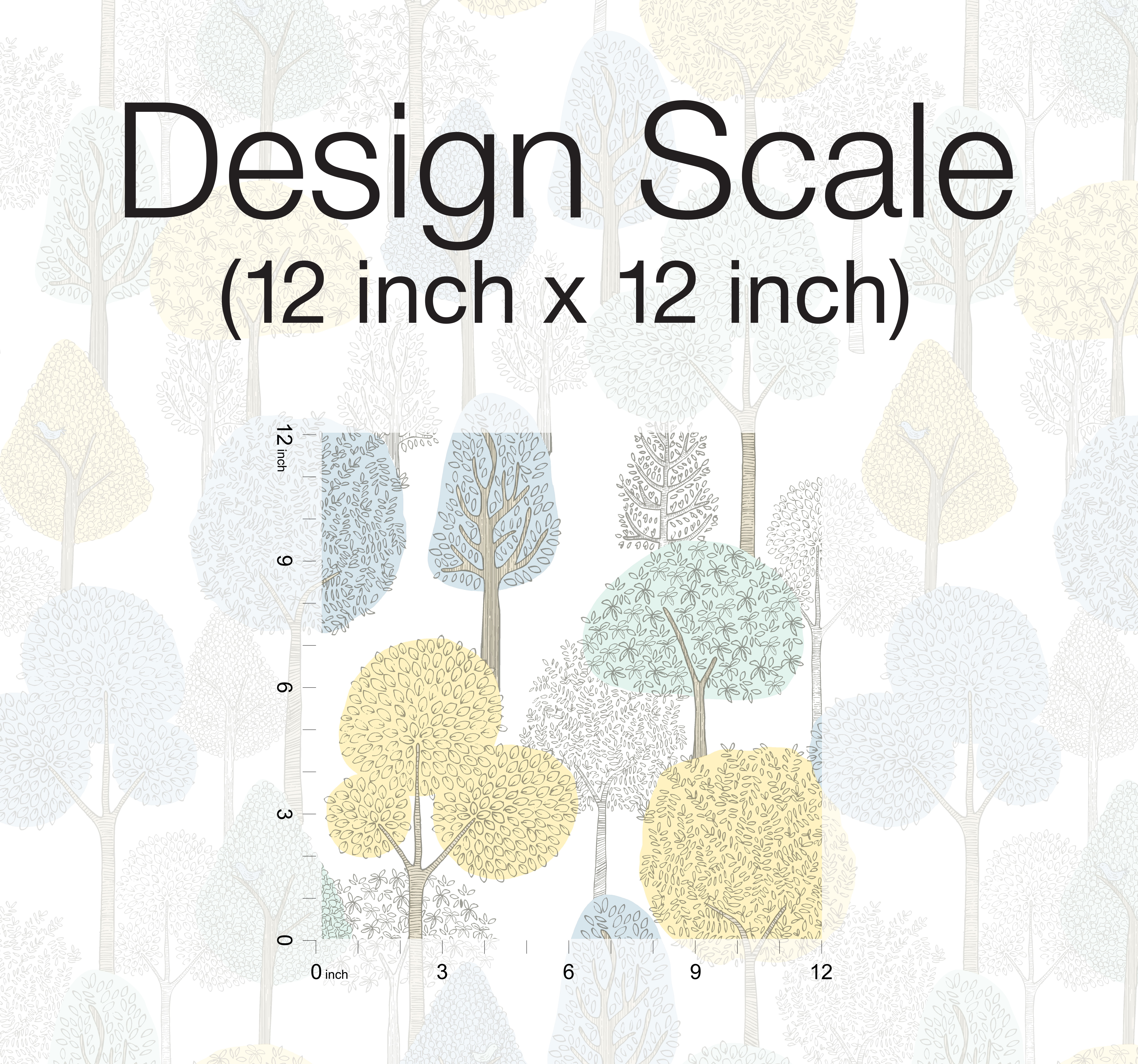 Treetops Aqua & Yellow Peel & Stick Wallpaper large image 