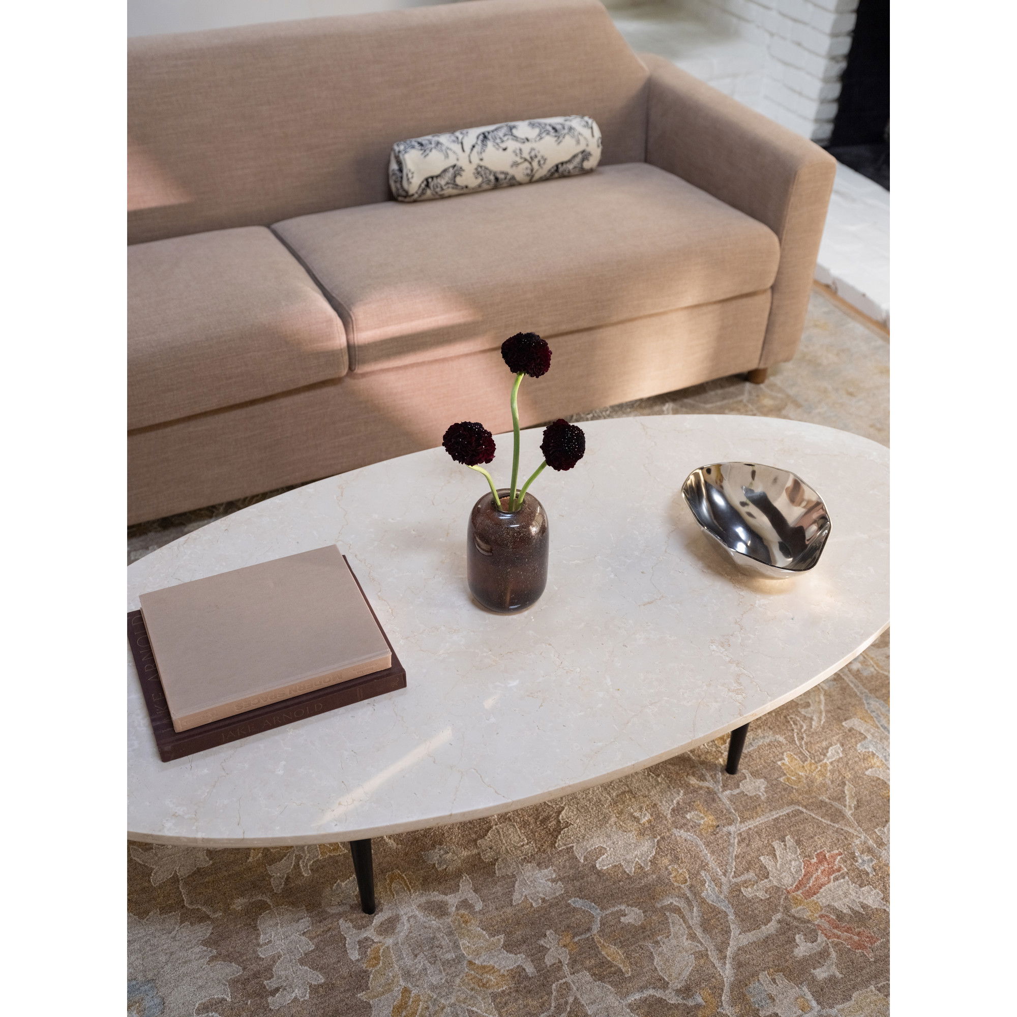 Winona Coffee Table Botticino Beige Marble, by Moe's Home, 59" width x 16" height x 29" depth View 8