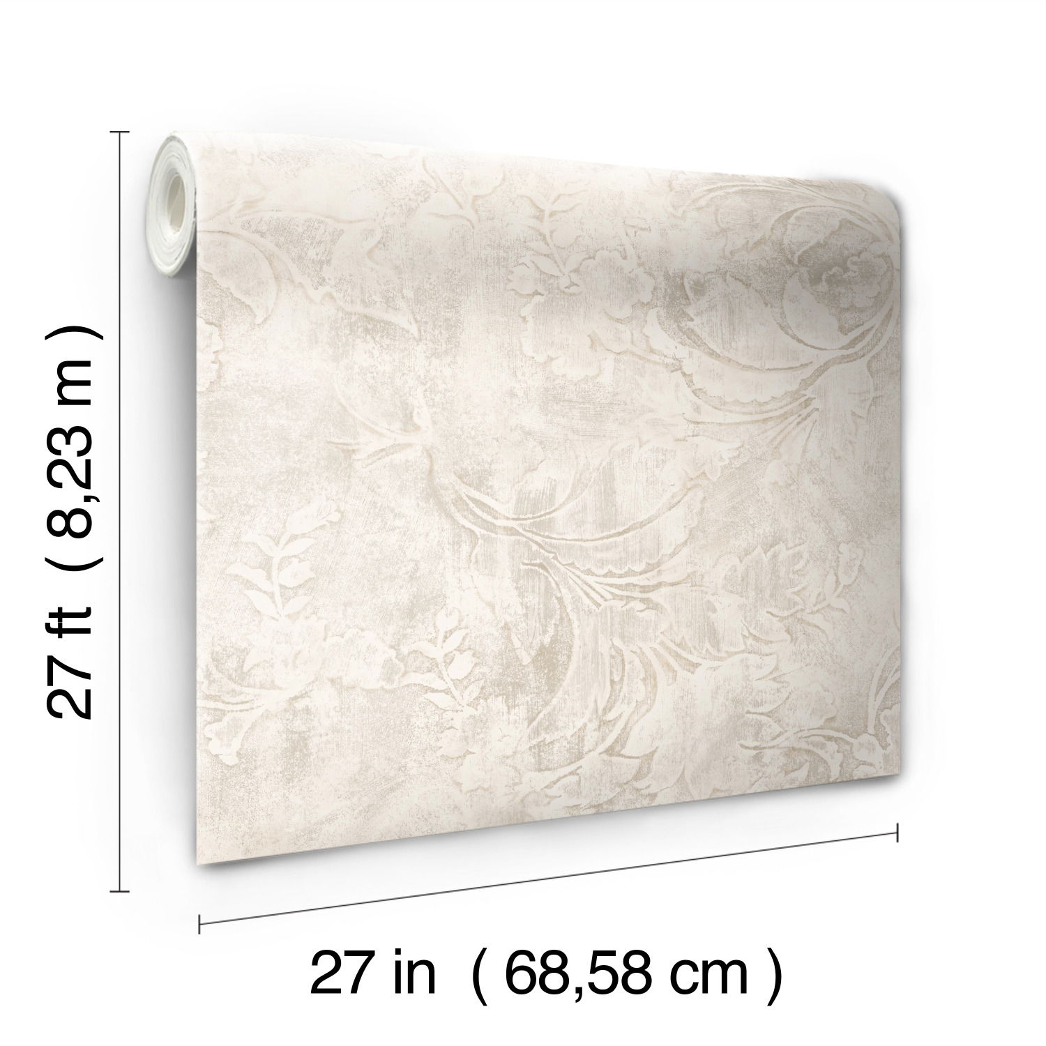 Entablature Scroll Cream Wallpaper large image 