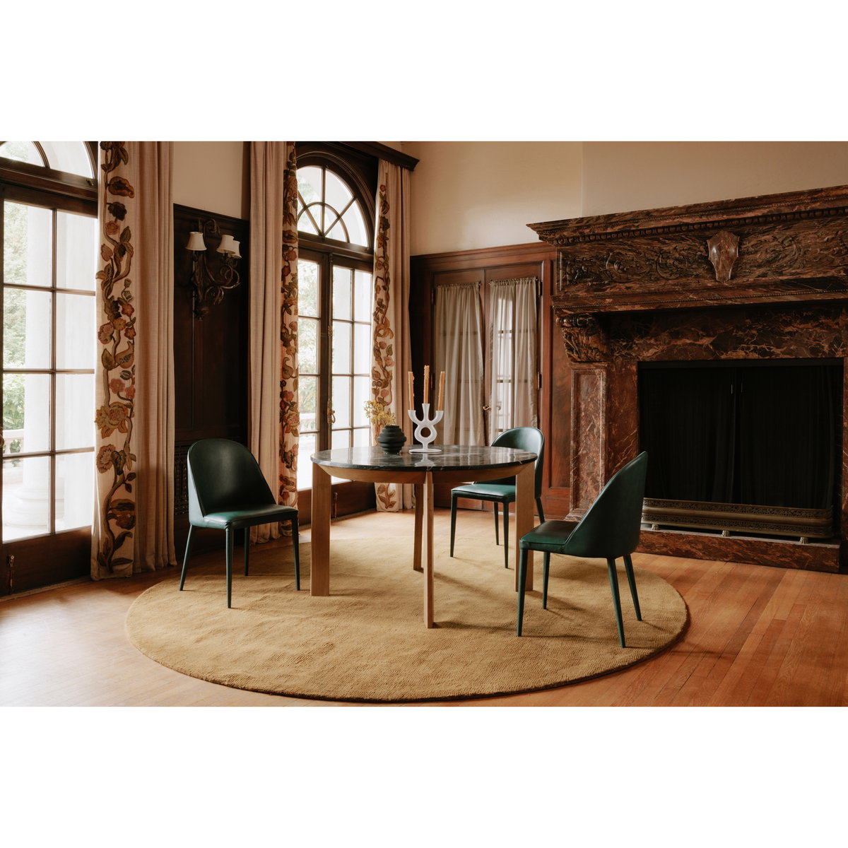 Burton Dining Chair Dark Teal Vegan Leather - Set Of Two, by Moe's Home, 18.5" width x 32.5" height x 22.5" depth View 13